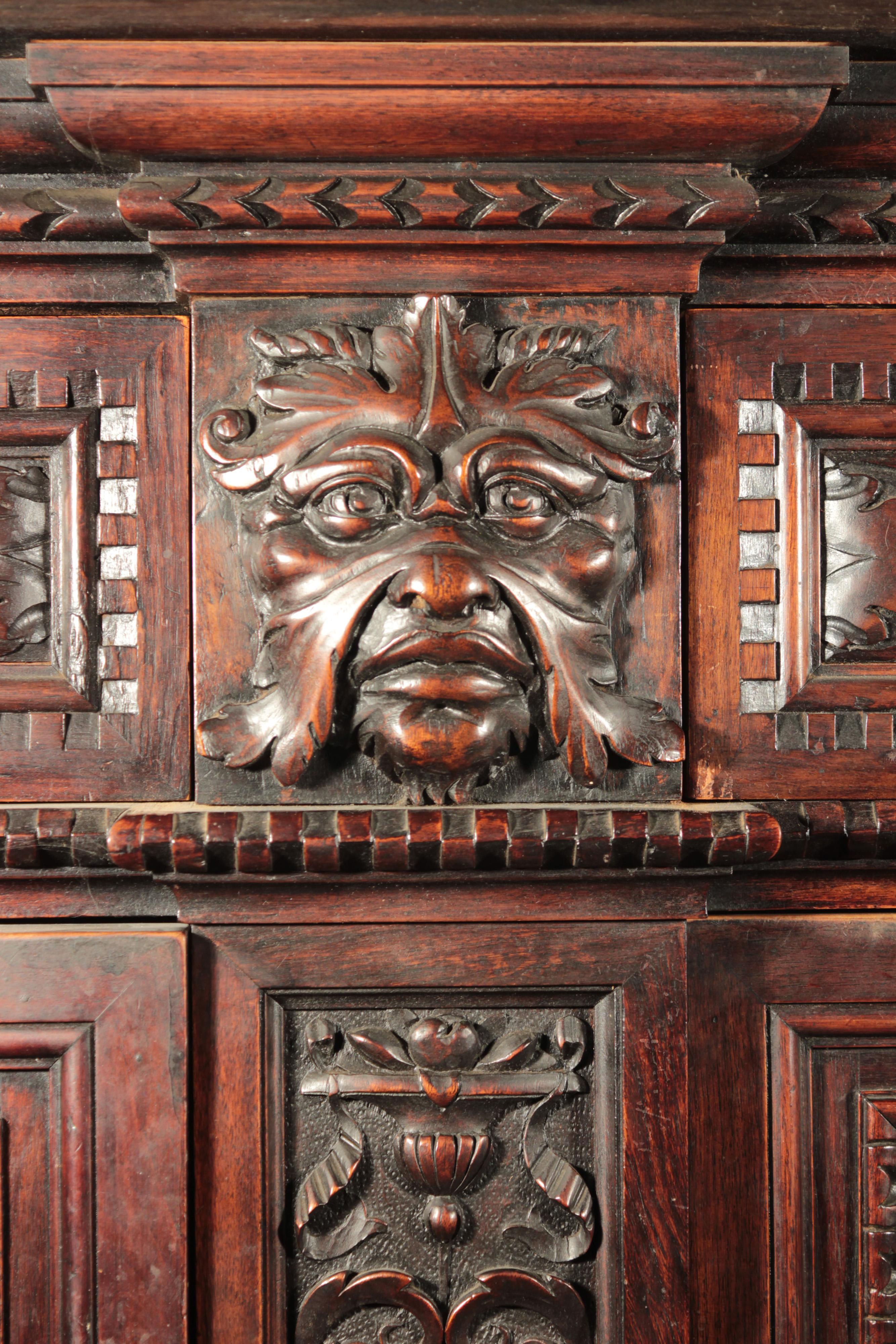 Antique Renaissance Style Carved Sideboard For Sale 3