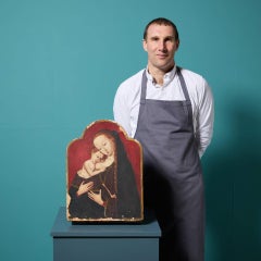 Antique Renaissance Style Italian Fresco Of The Virgin & Child After The Master