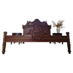 Antique Renaissance Style King Size Bed and Nightstands