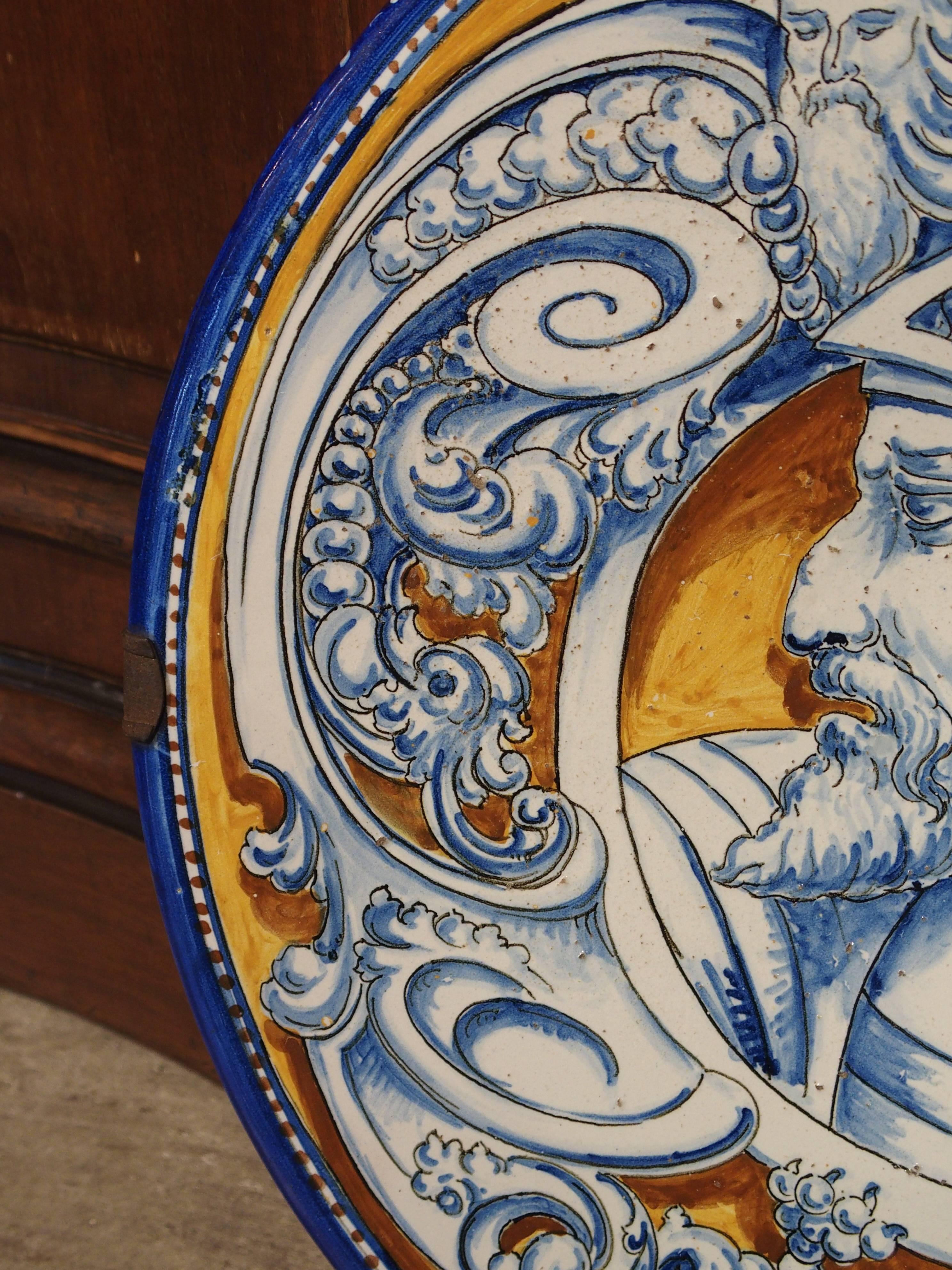 Hand-Painted Antique Renaissance Style Platter from Spain