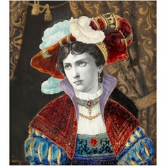 Portrait ancien en porcelaine de style Renaissance avec émail de Lamy