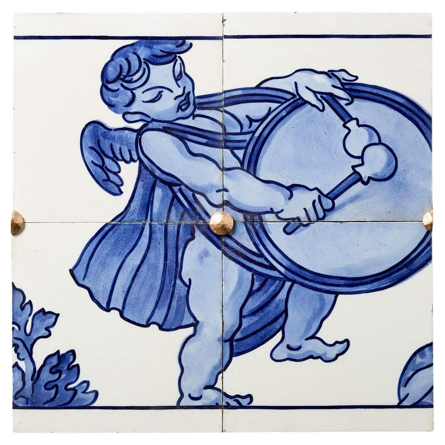 Antico pannello a fregio piastrellato in stile rinascimentale di Minton Hollins