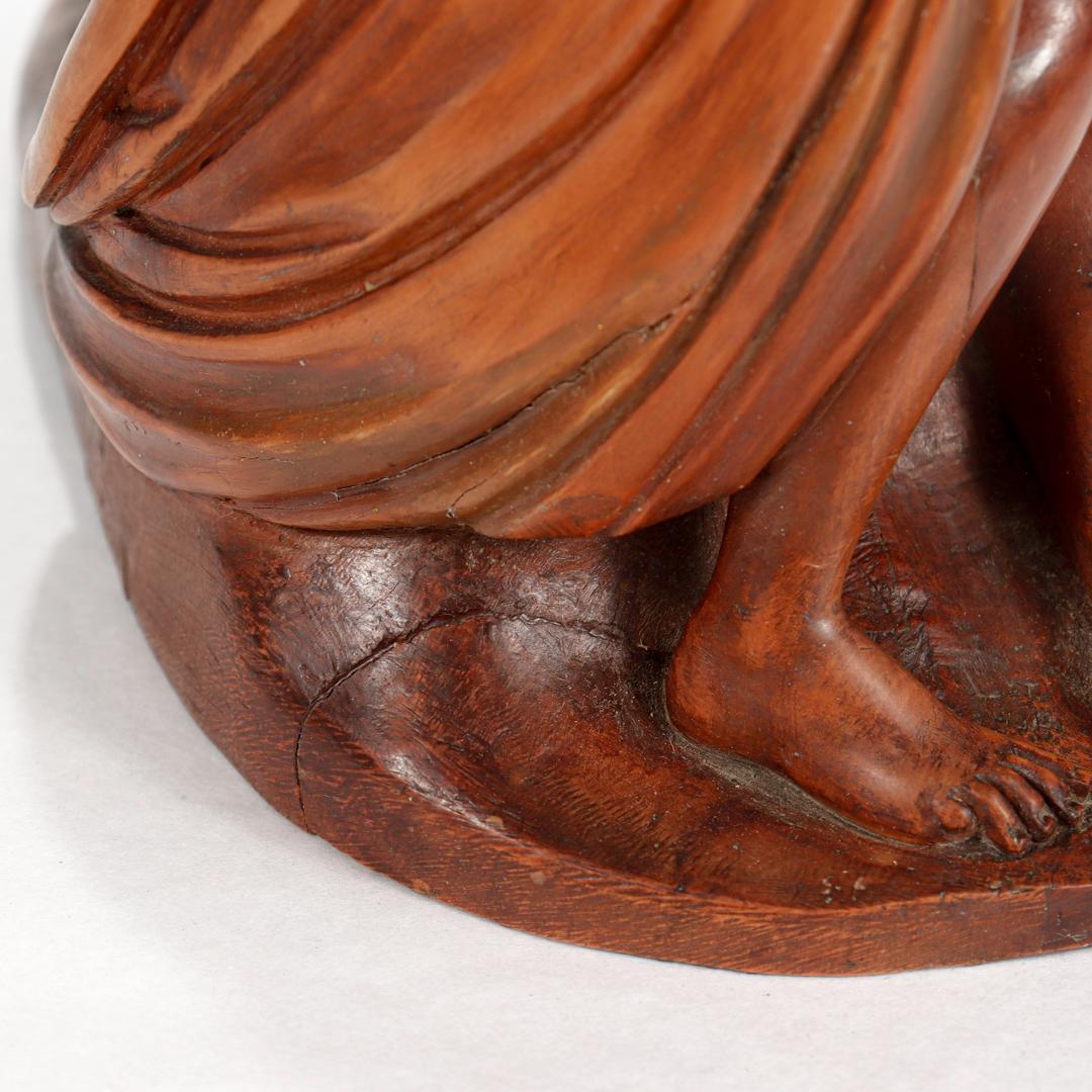 Antique Renaissance Style Wooden Carved Pieta Sculpture with Mary & Christ For Sale 13