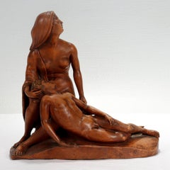 Antique Renaissance Style Wooden Carved Pieta Sculpture with Mary & Christ
