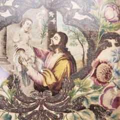 Antique Renaissance Styled Hand-Embroidered Sampler Panel or Tapestry Fragment