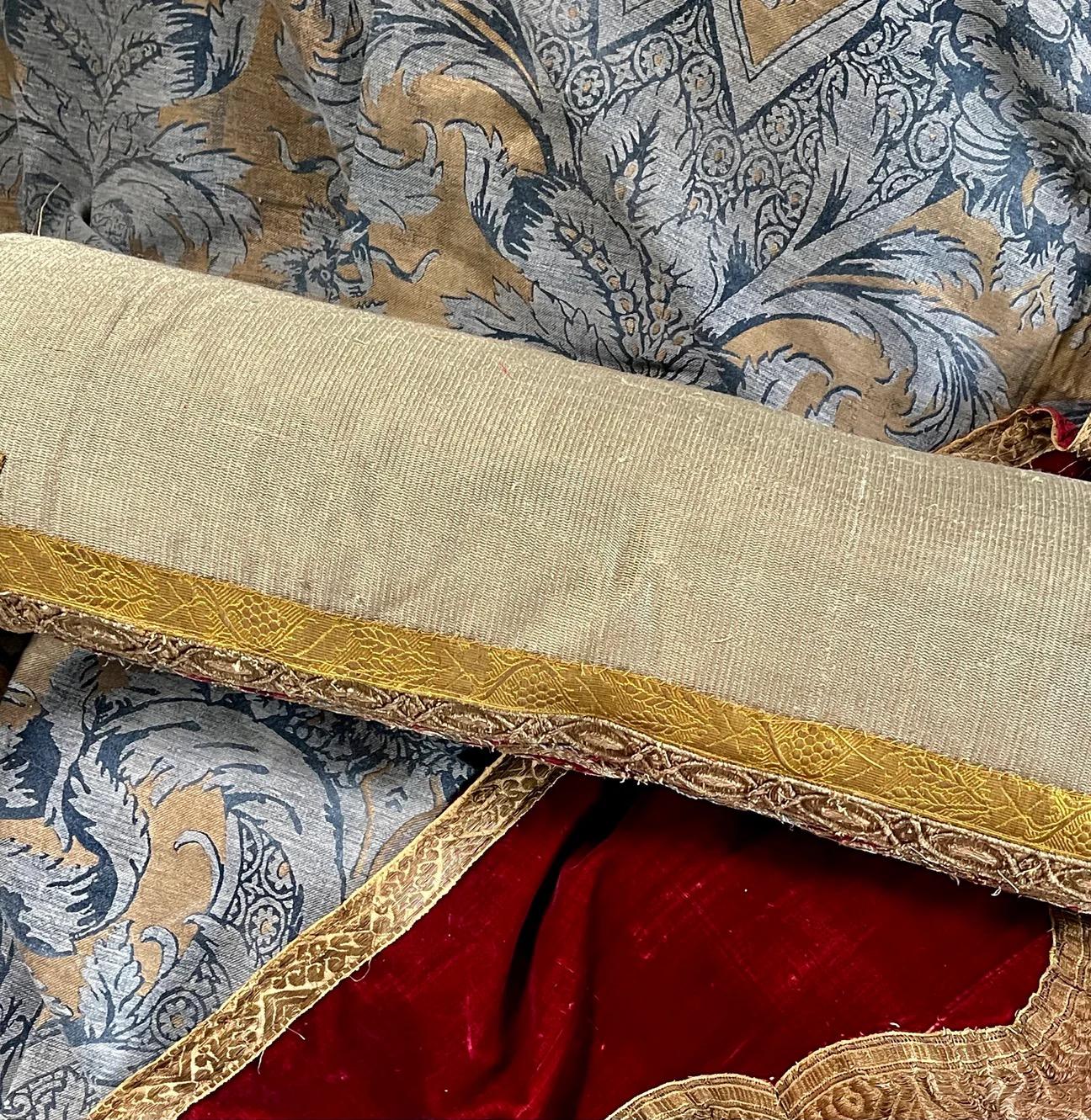 Antique Renaissance Velvet Bolster Pillow 4