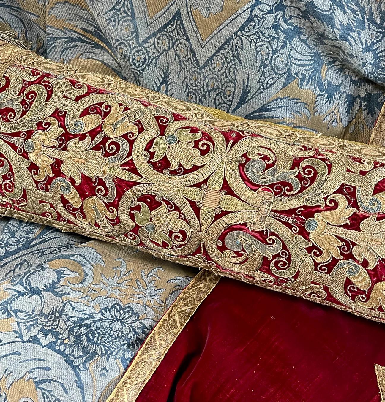 Antique Renaissance Velvet Bolster Pillow 2
