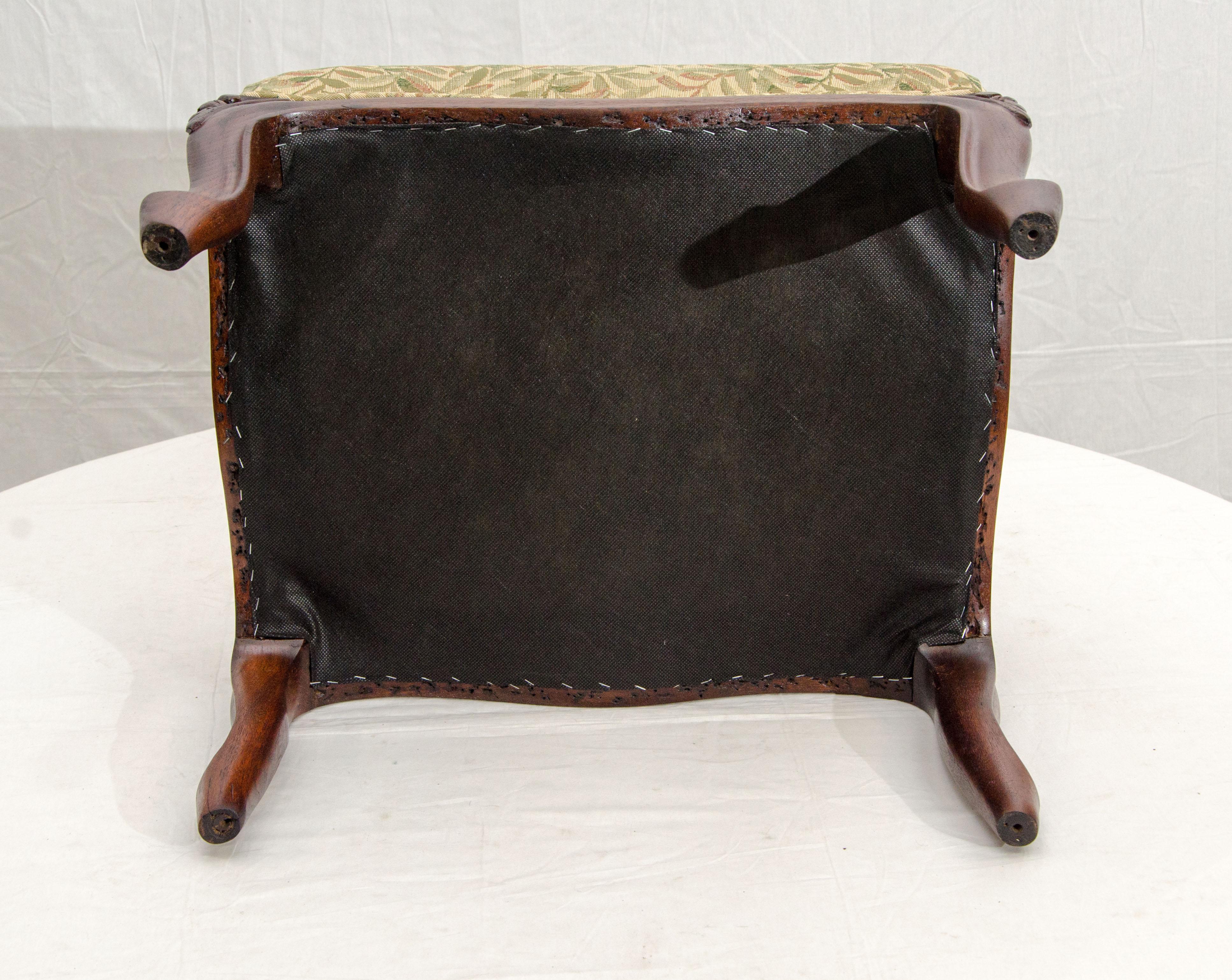 Antique Renaissance Victorian Walnut Footstool or Ottoman 2