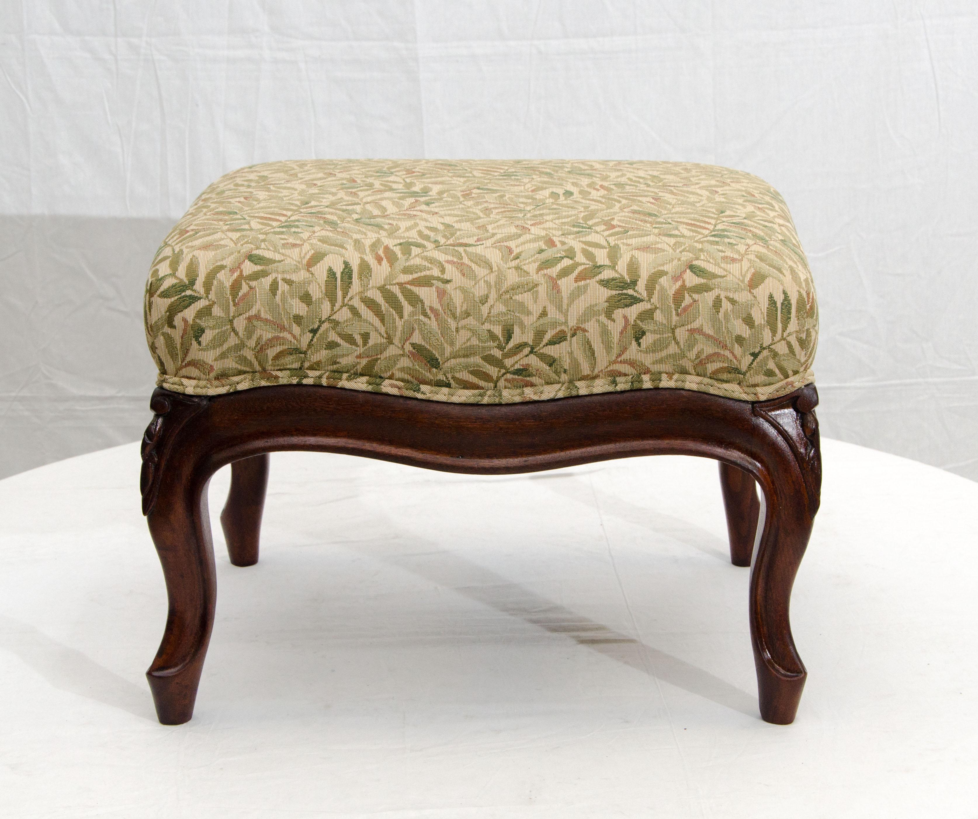 Antique Victorian foot stool from the late 1880s. Each corner is accented by a 3 1/2