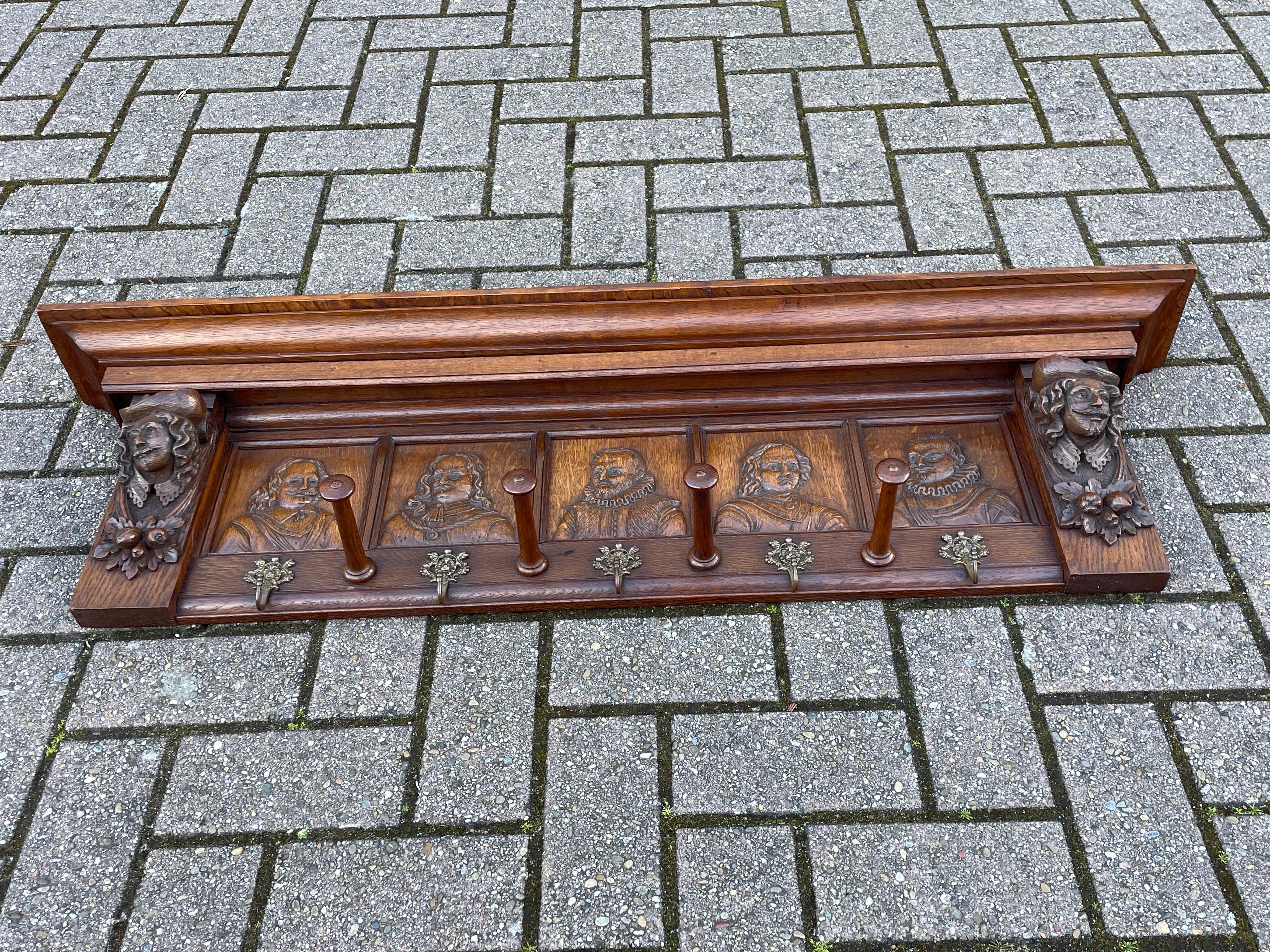 Antique Renaissance Wall Coat Rack Homage to Rembrandt & The Night Watch ca 1880 For Sale 2