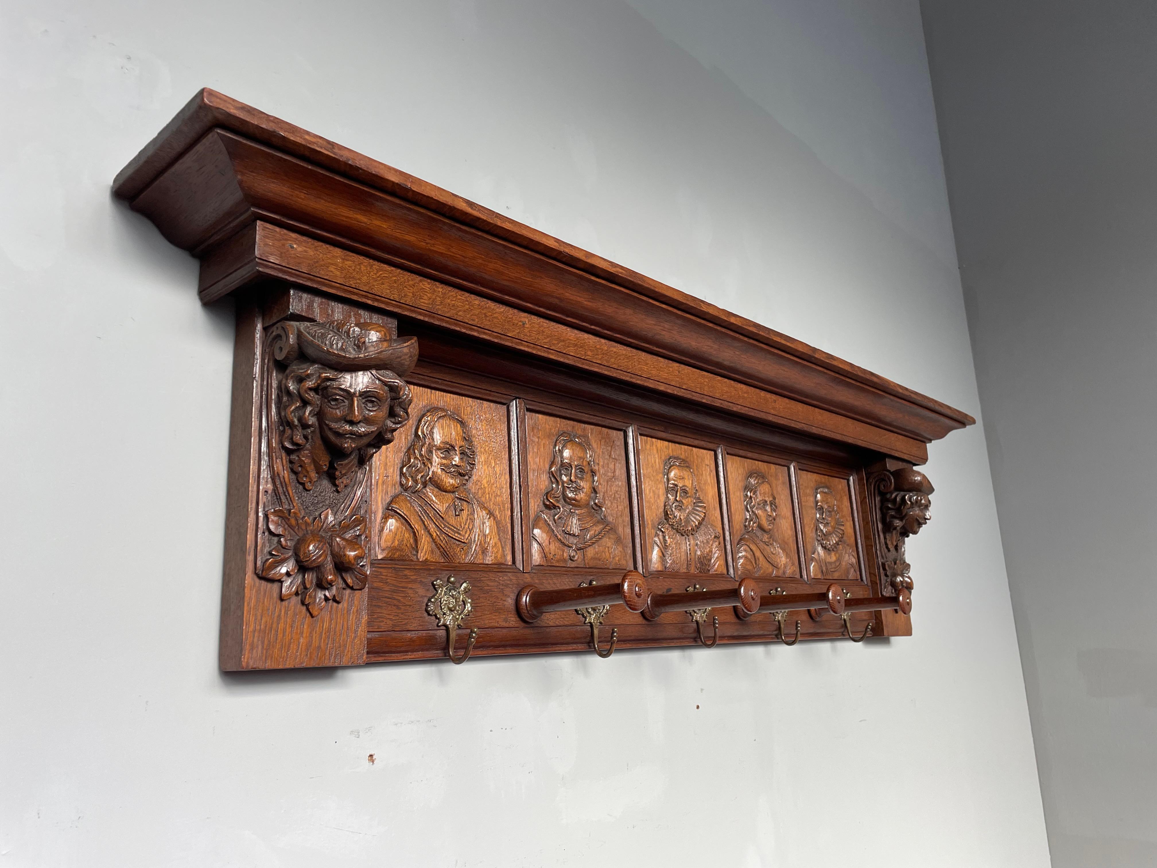 Antique Renaissance Wall Coat Rack Homage to Rembrandt & The Night Watch ca 1880 For Sale 3