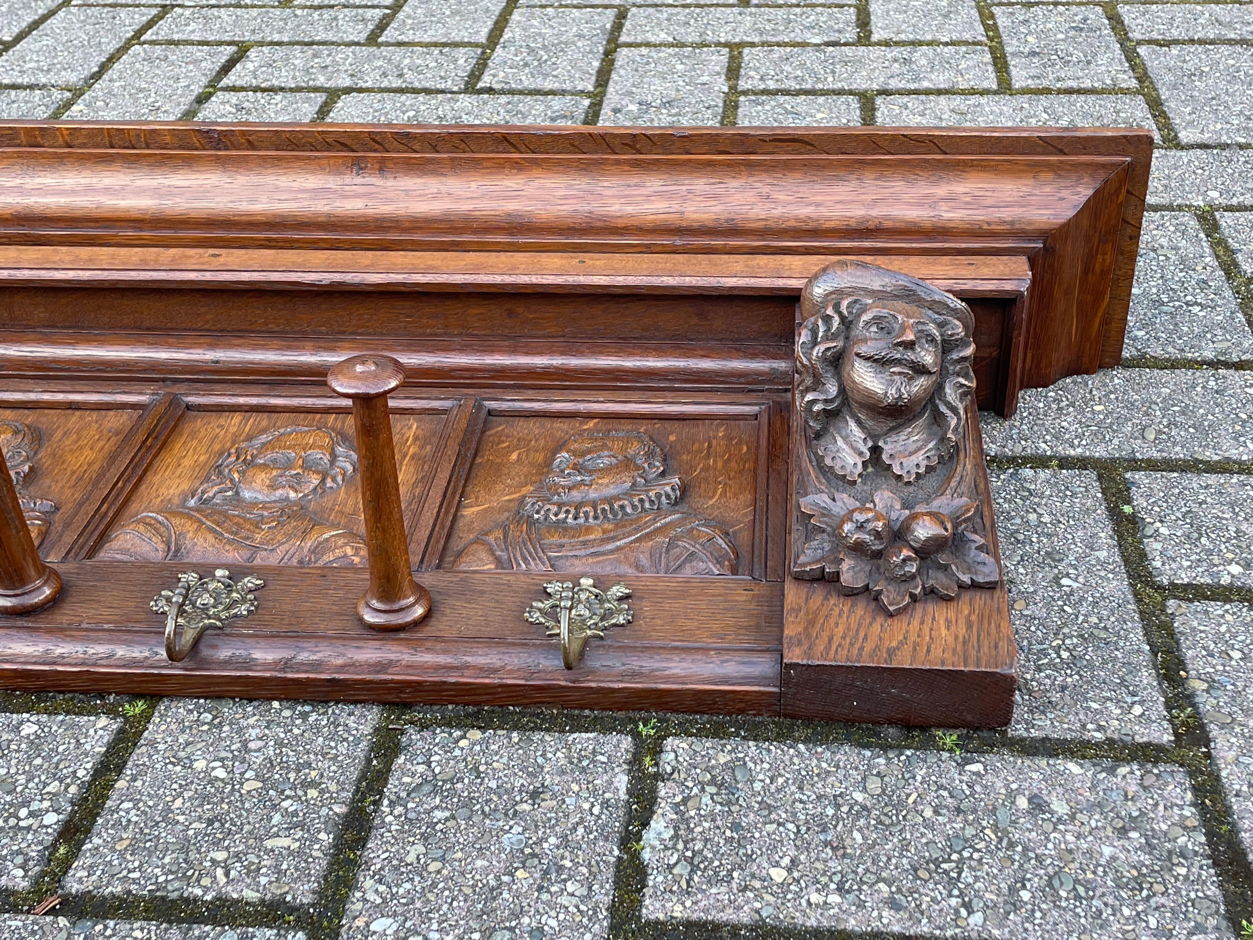 Antique Renaissance Wall Coat Rack Homage to Rembrandt & The Night Watch ca 1880 For Sale 5