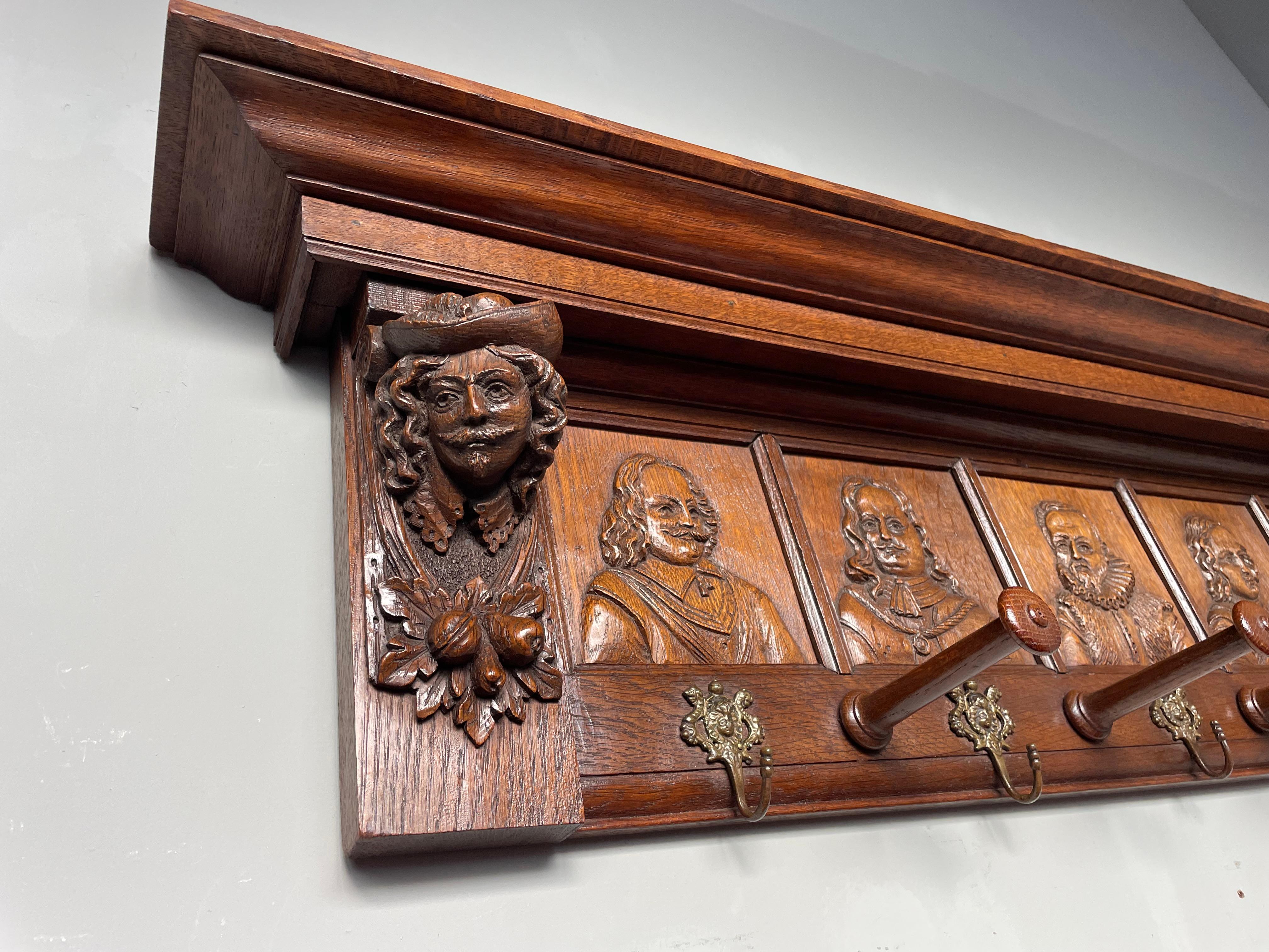 Antique Renaissance Wall Coat Rack Homage to Rembrandt & The Night Watch ca 1880 For Sale 8