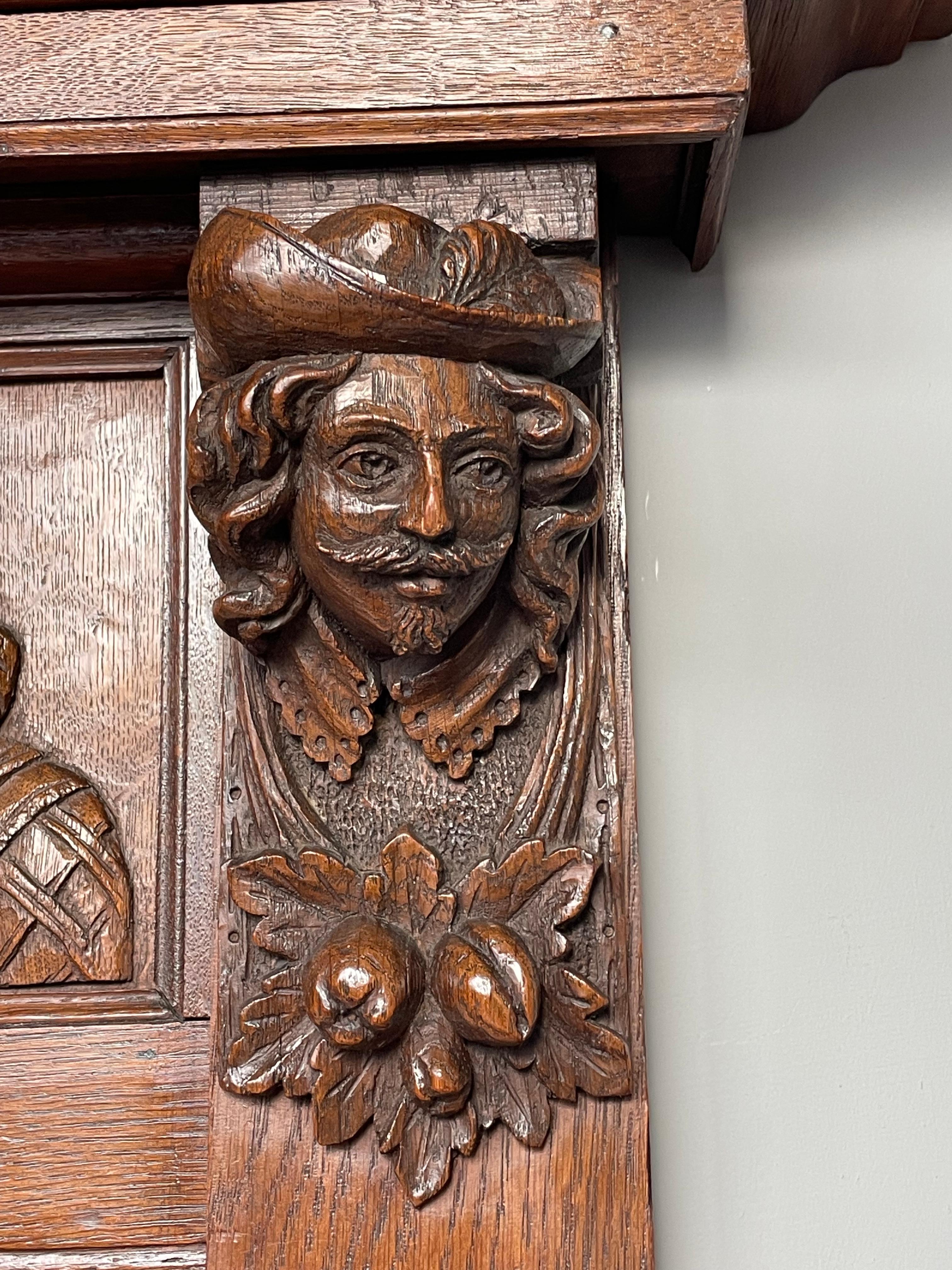 Dutch Antique Renaissance Wall Coat Rack Homage to Rembrandt & The Night Watch ca 1880 For Sale