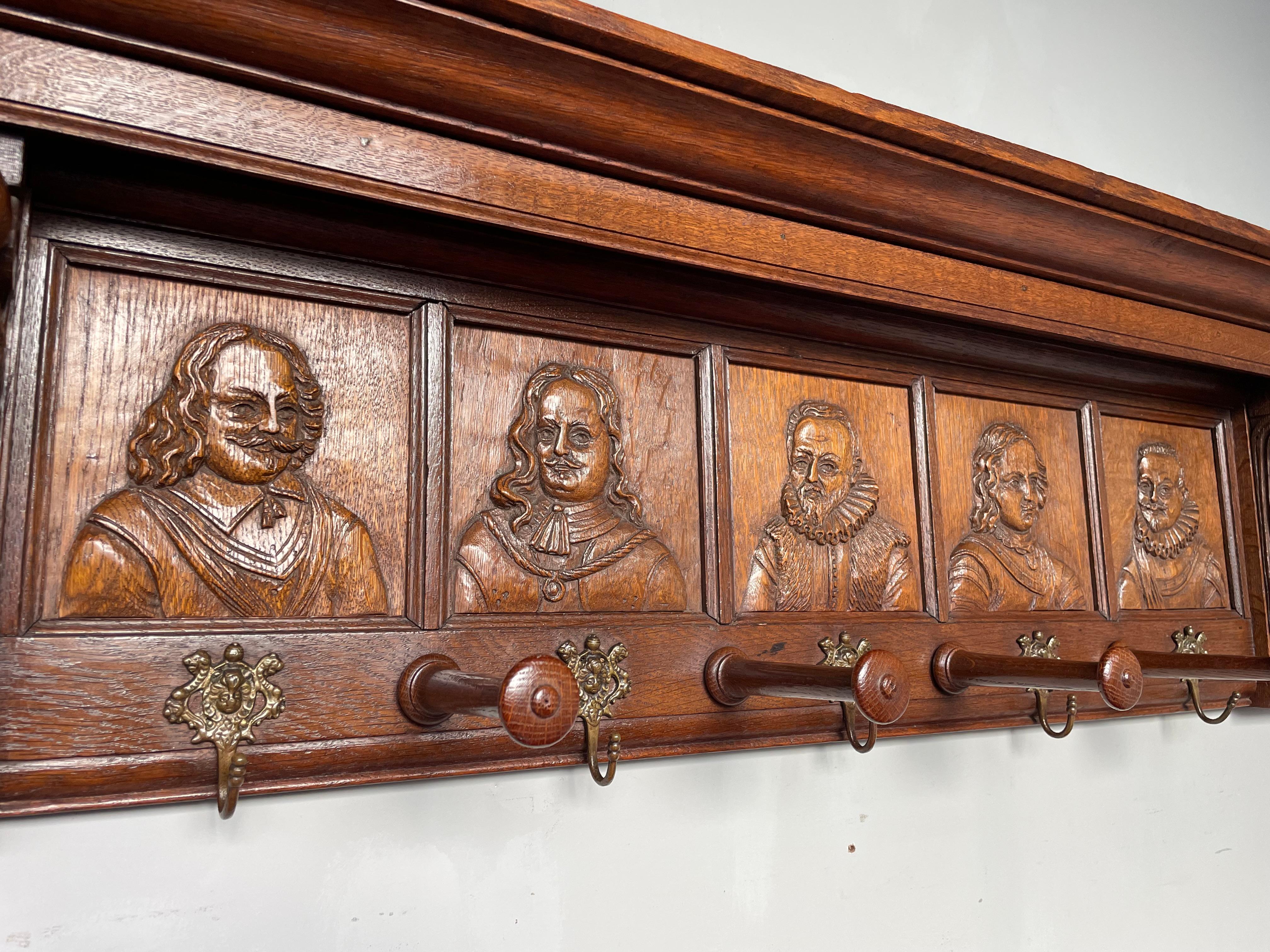 Metal Antique Renaissance Wall Coat Rack Homage to Rembrandt & The Night Watch ca 1880 For Sale