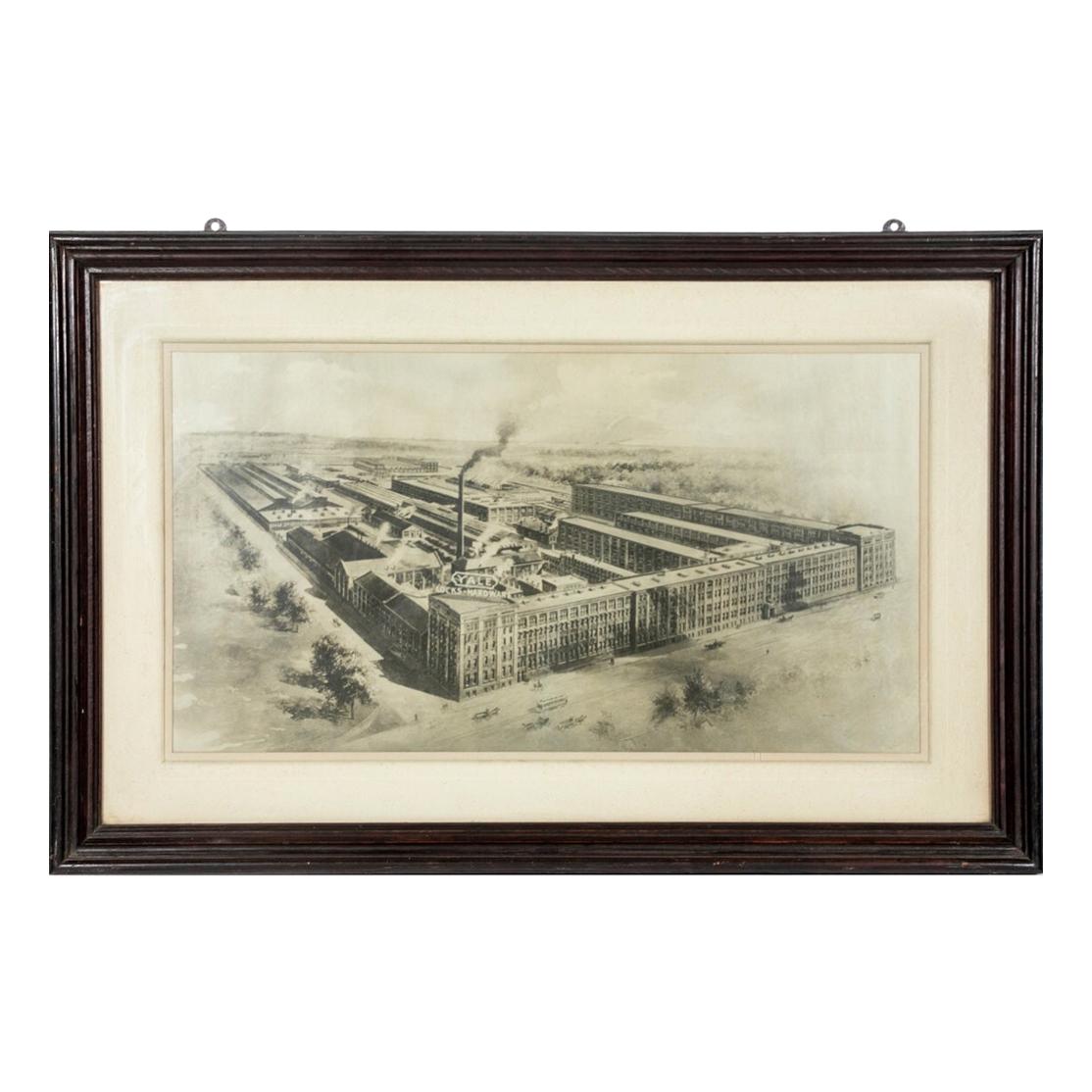 Antique Rendering of a Photo of Yale Locks-Hardware, Stamford Connecticut For Sale