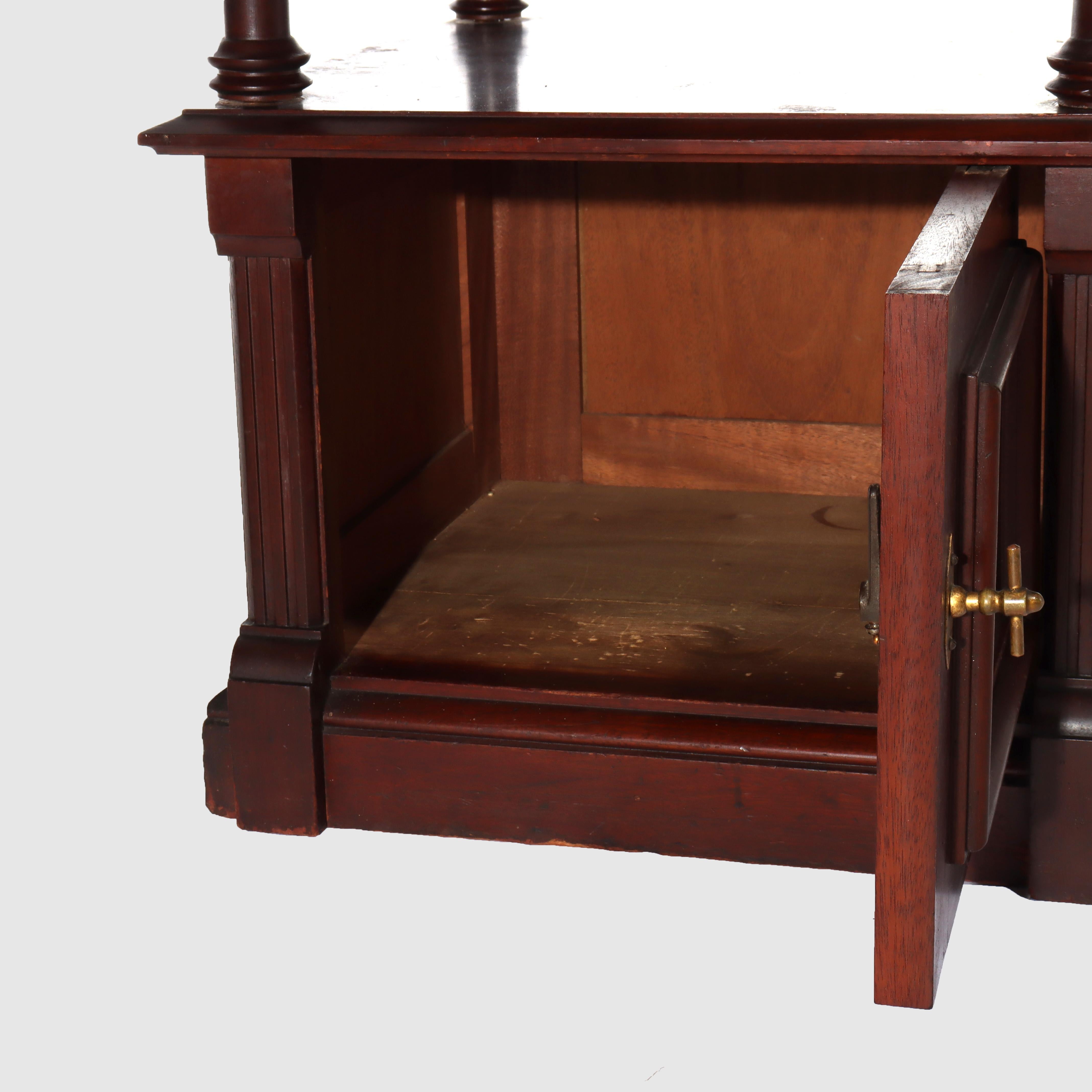 Antique Rennaisance Revival Walnut & Burl Marble Top Commode c1890 en vente 7