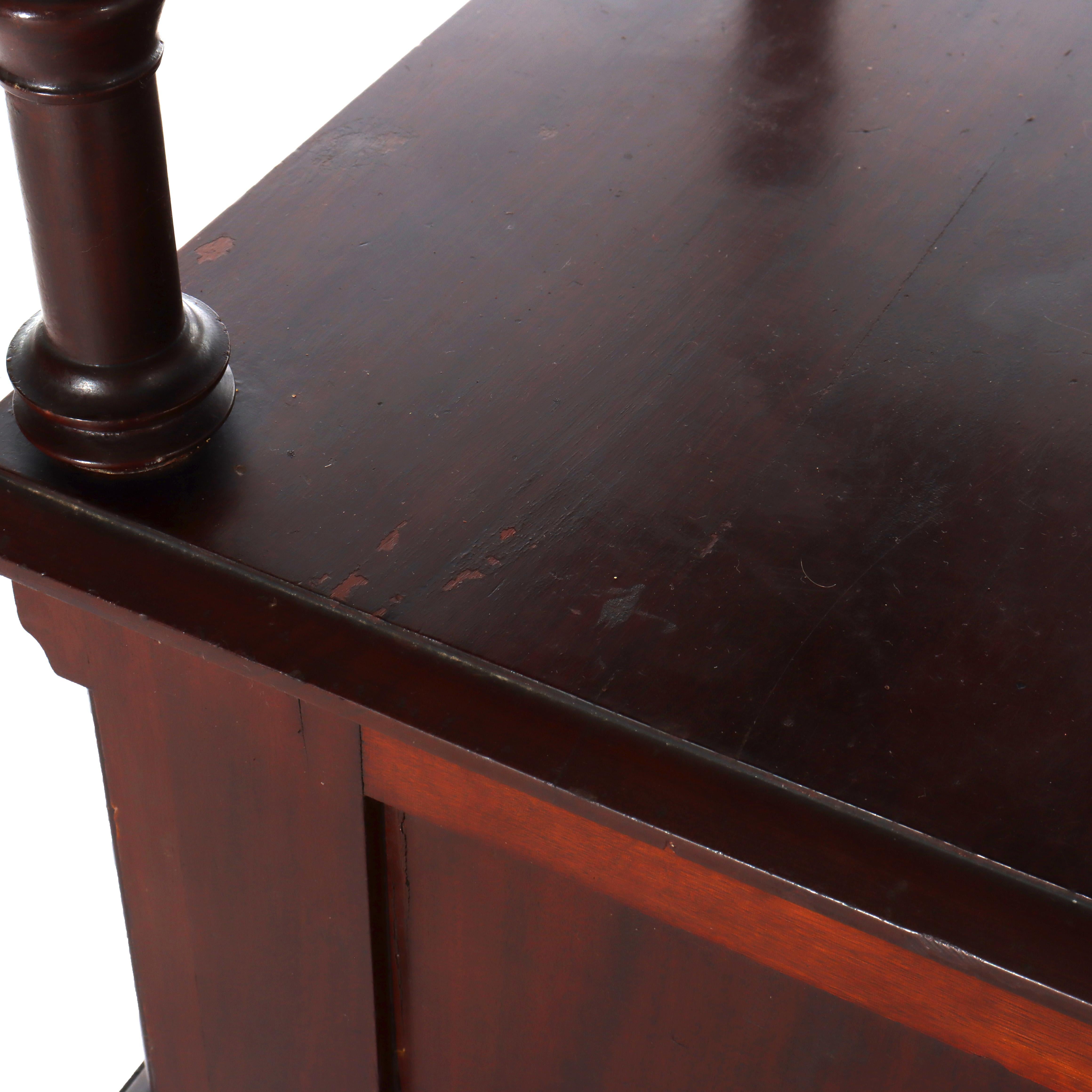 Antique Rennaisance Revival Walnut & Burl Marble Top Commode c1890 en vente 9