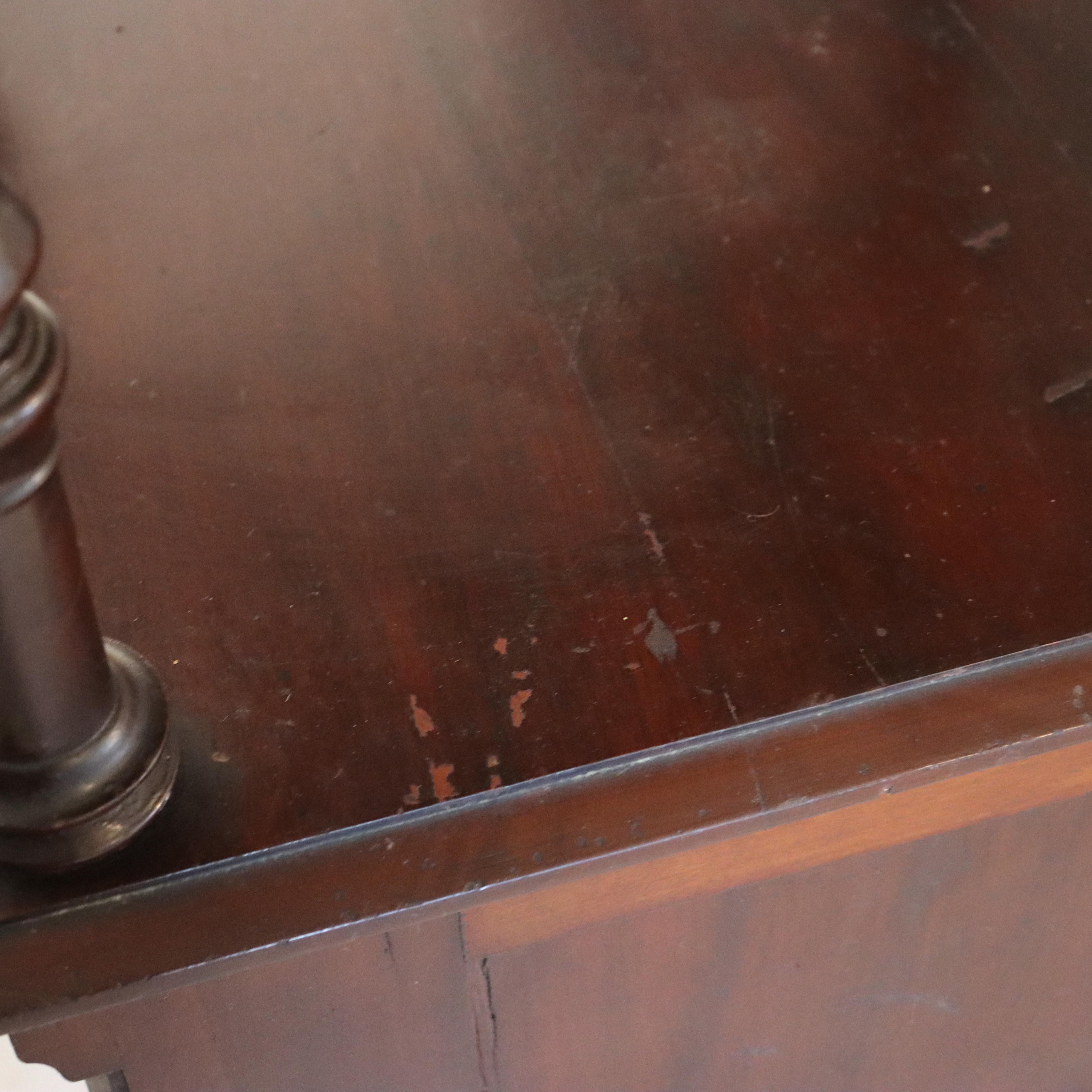 Antique Rennaisance Revival Walnut & Burl Marble Top Commode c1890 en vente 12