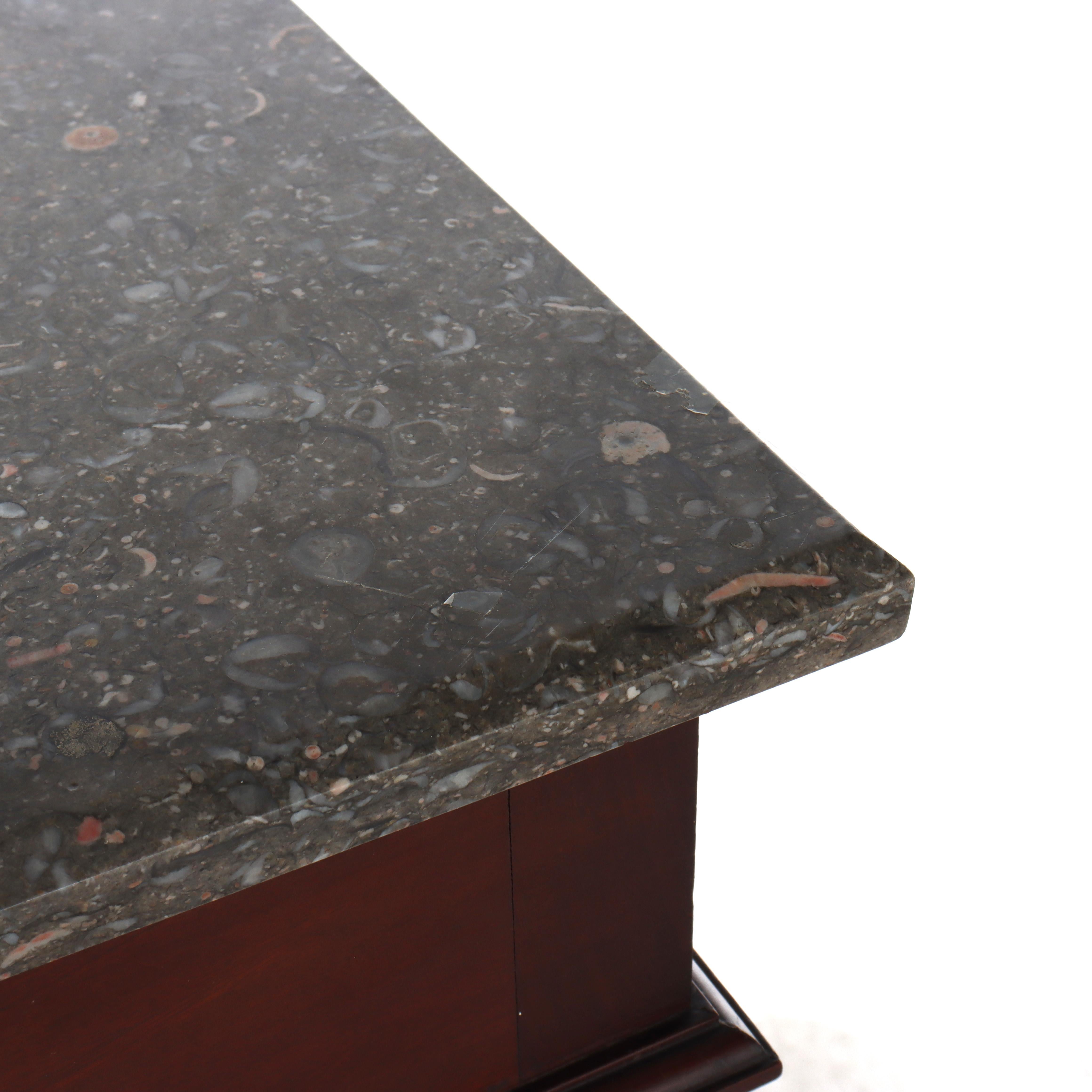 Antique Rennaisance Revival Walnut & Burl Marble Top Commode c1890 en vente 3