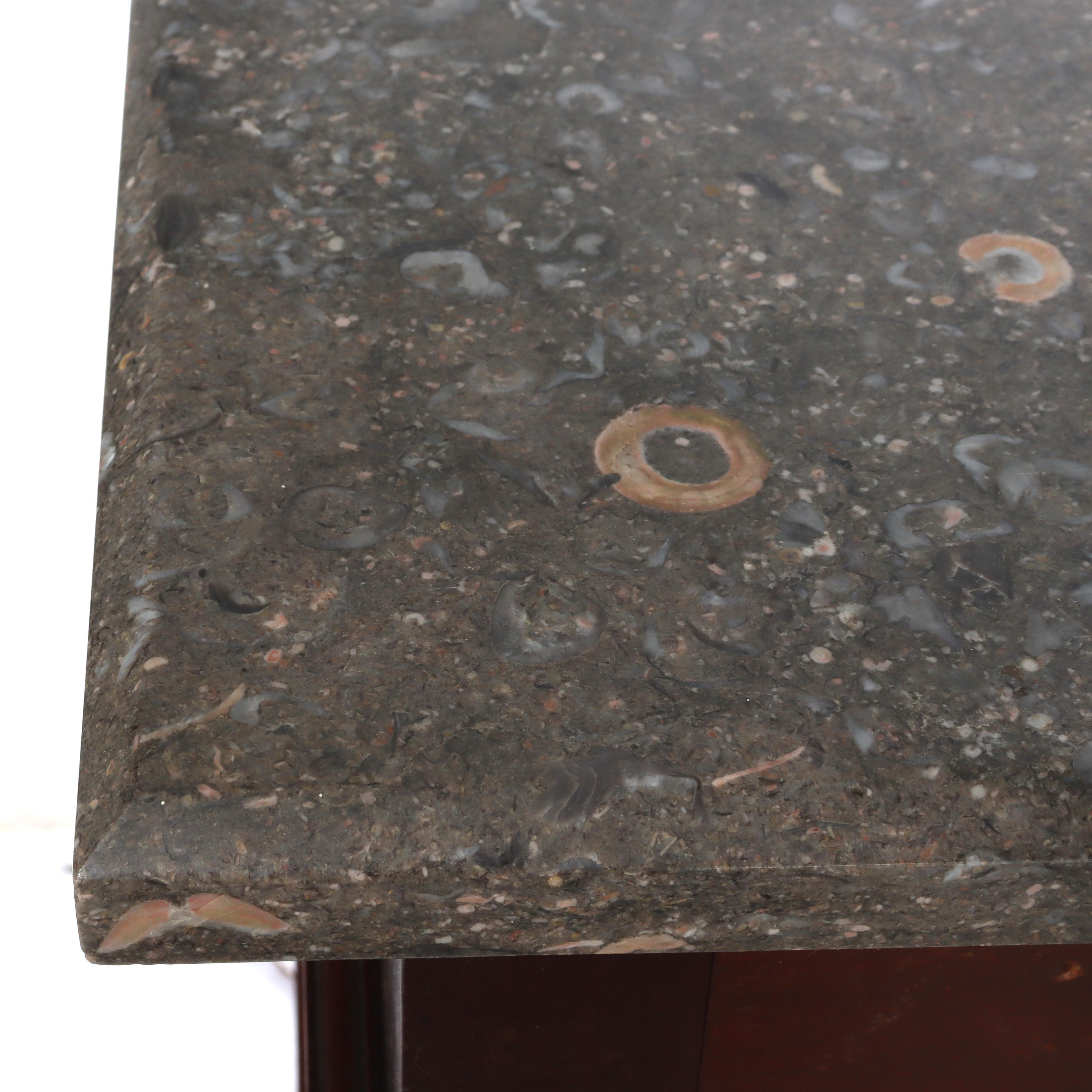 Antique Rennaisance Revival Walnut & Burl Marble Top Commode c1890 en vente 4