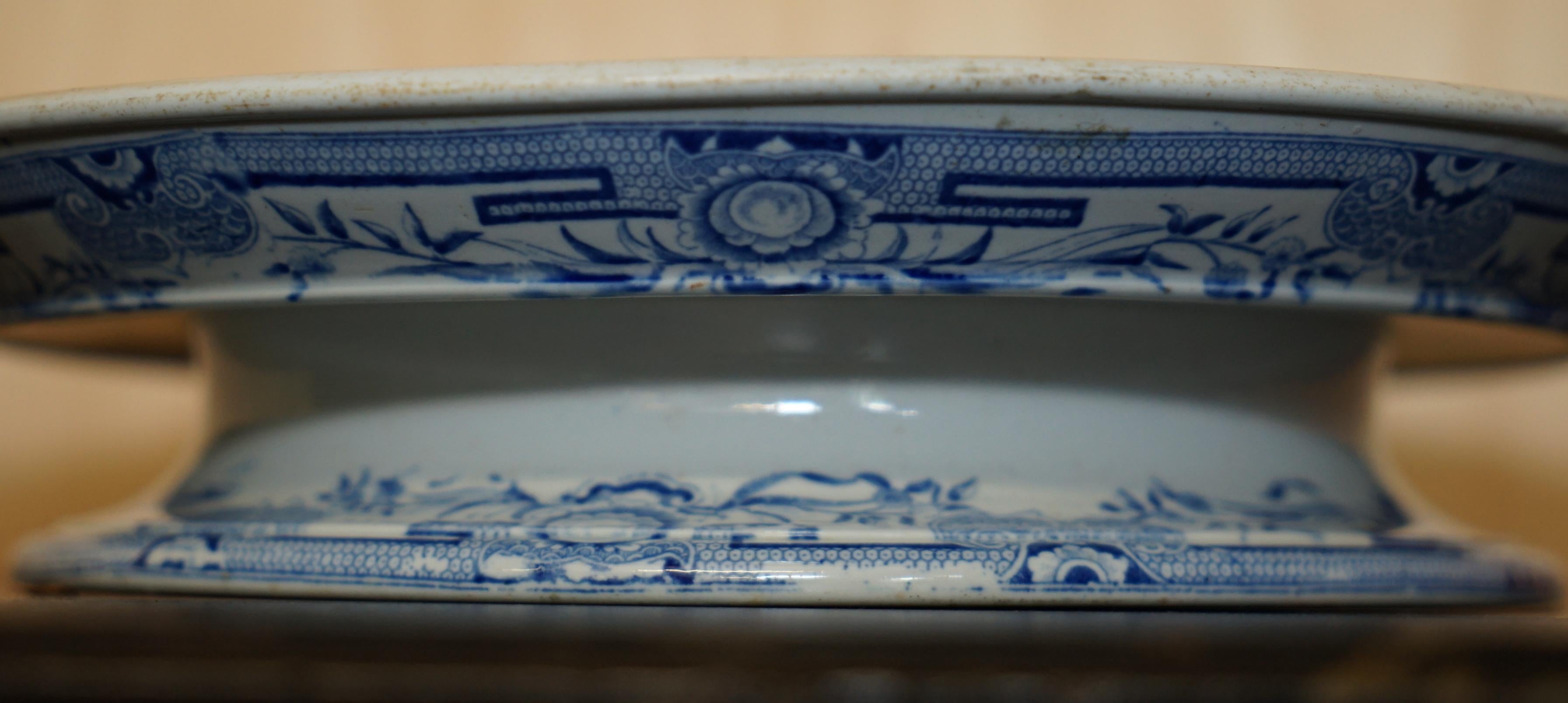 ANTiQUE REPAIRE MID 19TH CENTURY STONE CHINA CHINESE PORCELAIN CHARGER PLATEAU en vente 3