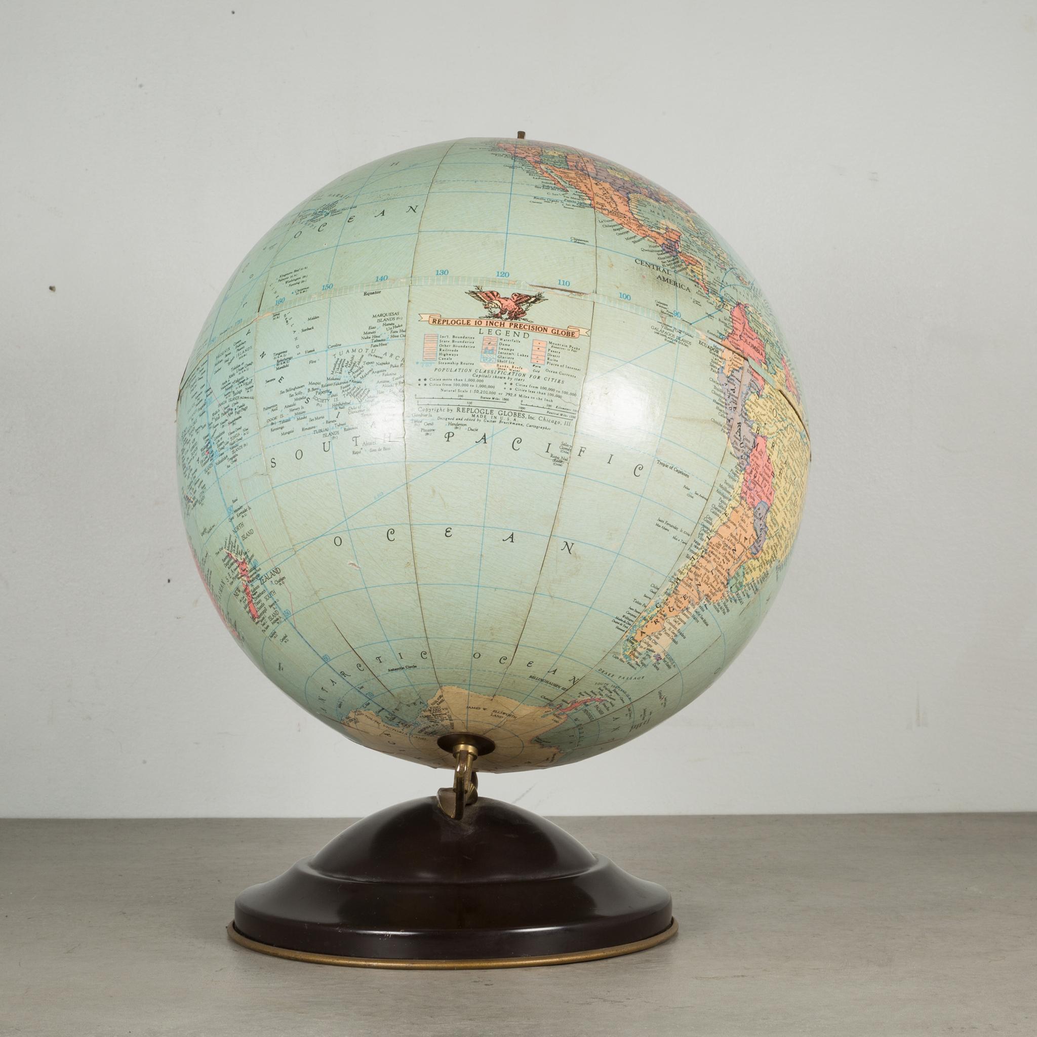 Industrial Antique Replogle Standard Globe, circa 1949