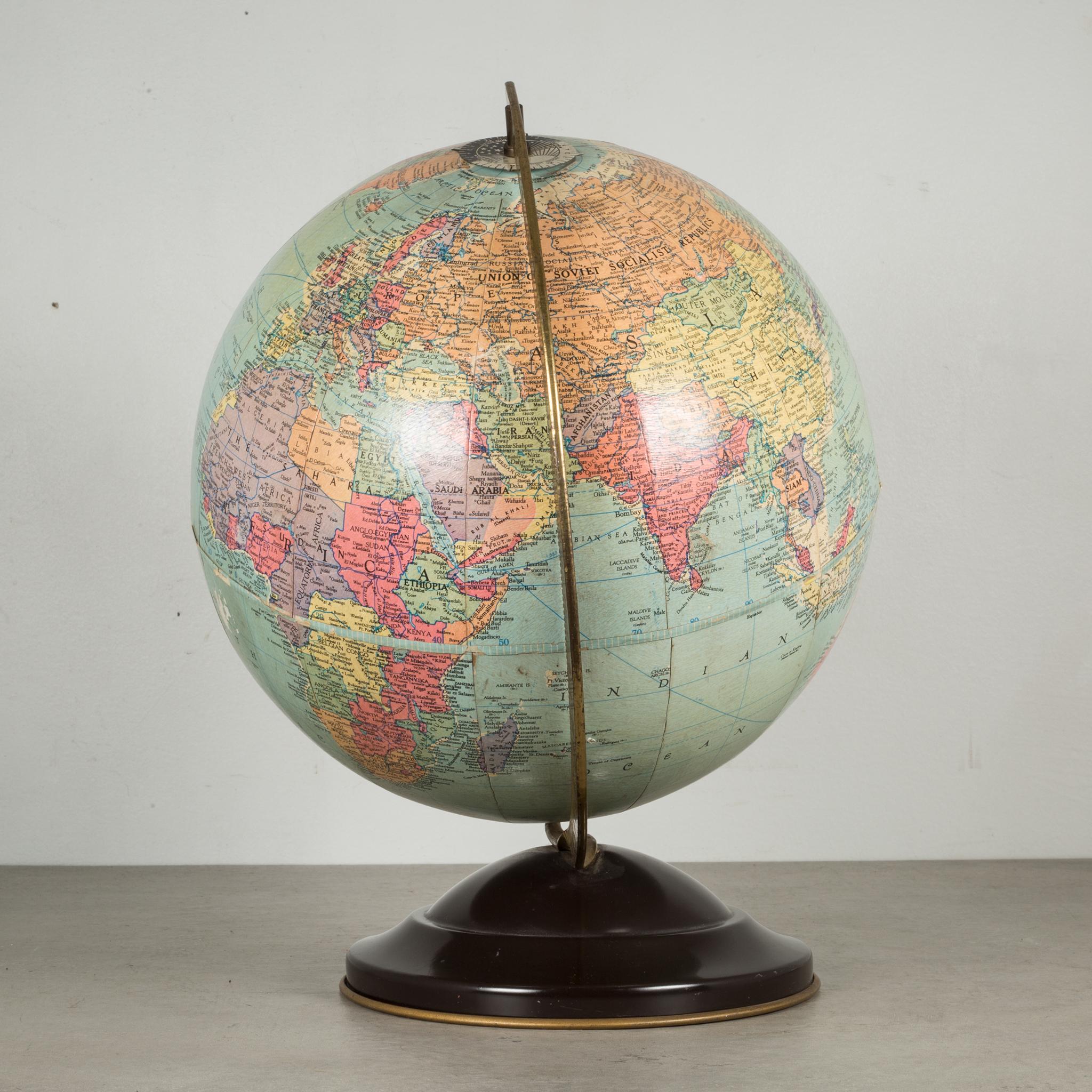 Plated Antique Replogle Standard Globe, circa 1949