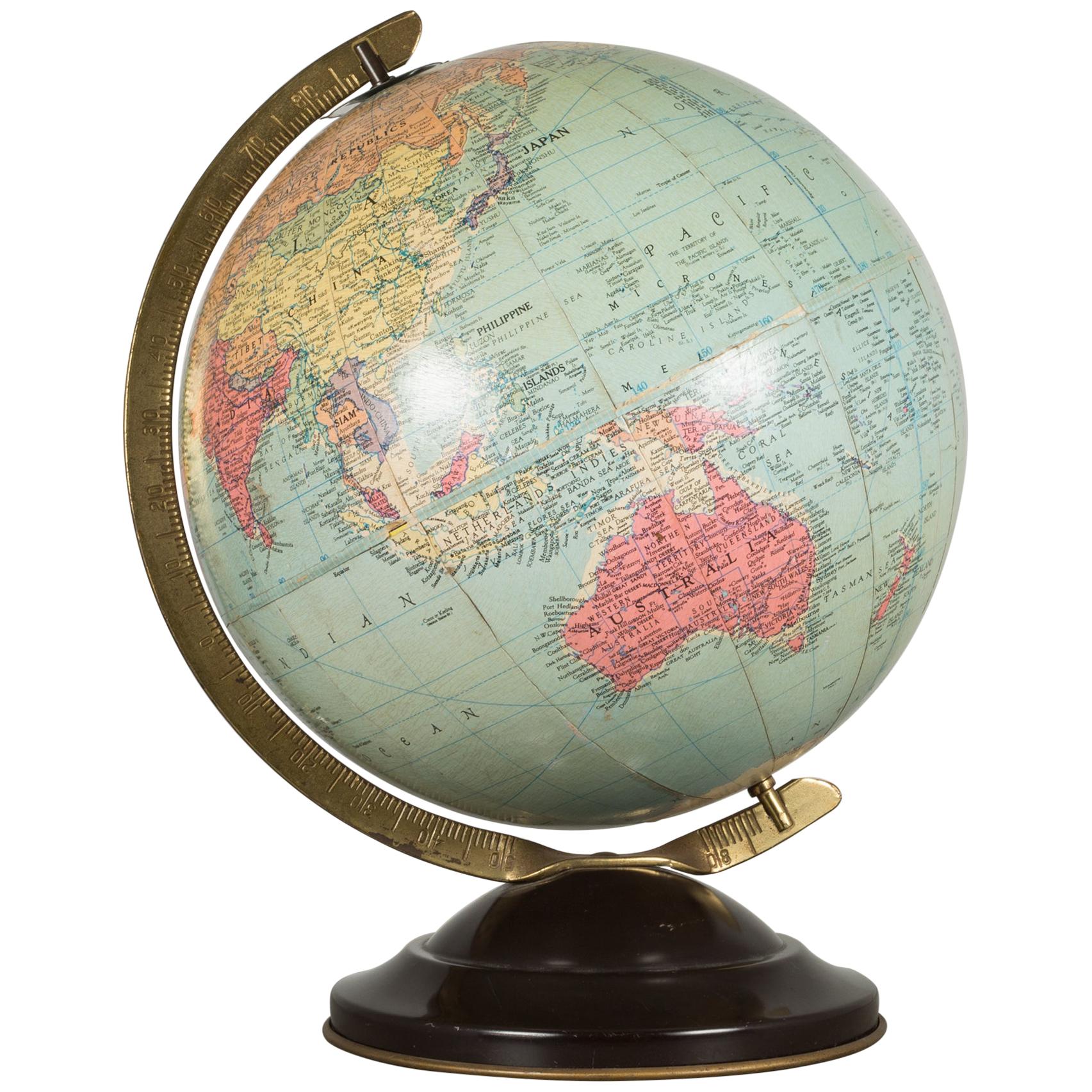 Antique Replogle Standard Globe, circa 1949