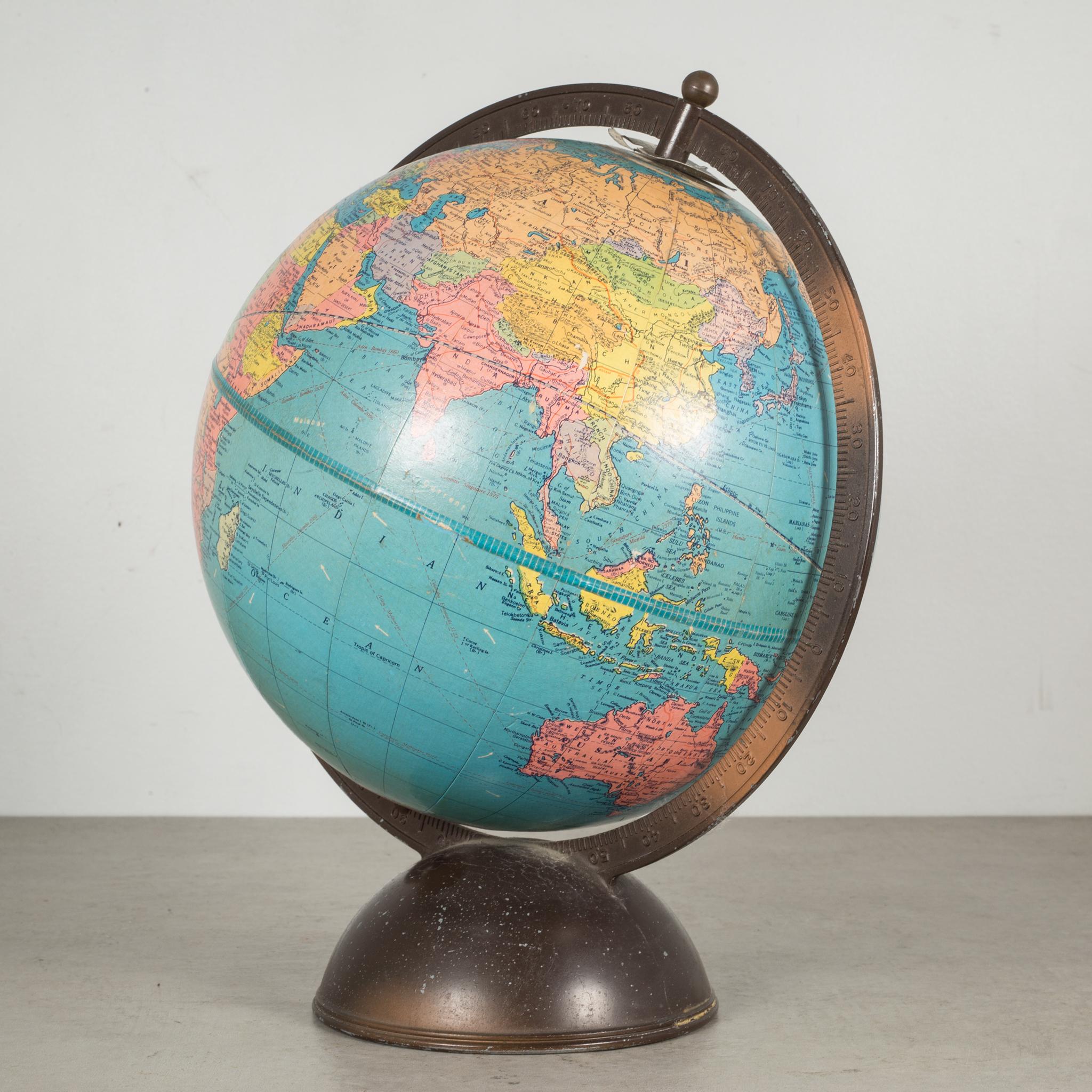 Art Deco Antique Replogle Standard Globe, circa Pre 1948