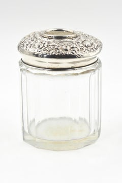 Antique Repose Sterling Flower Vanity Hair Receiver Jar by R Blackinton & Co.