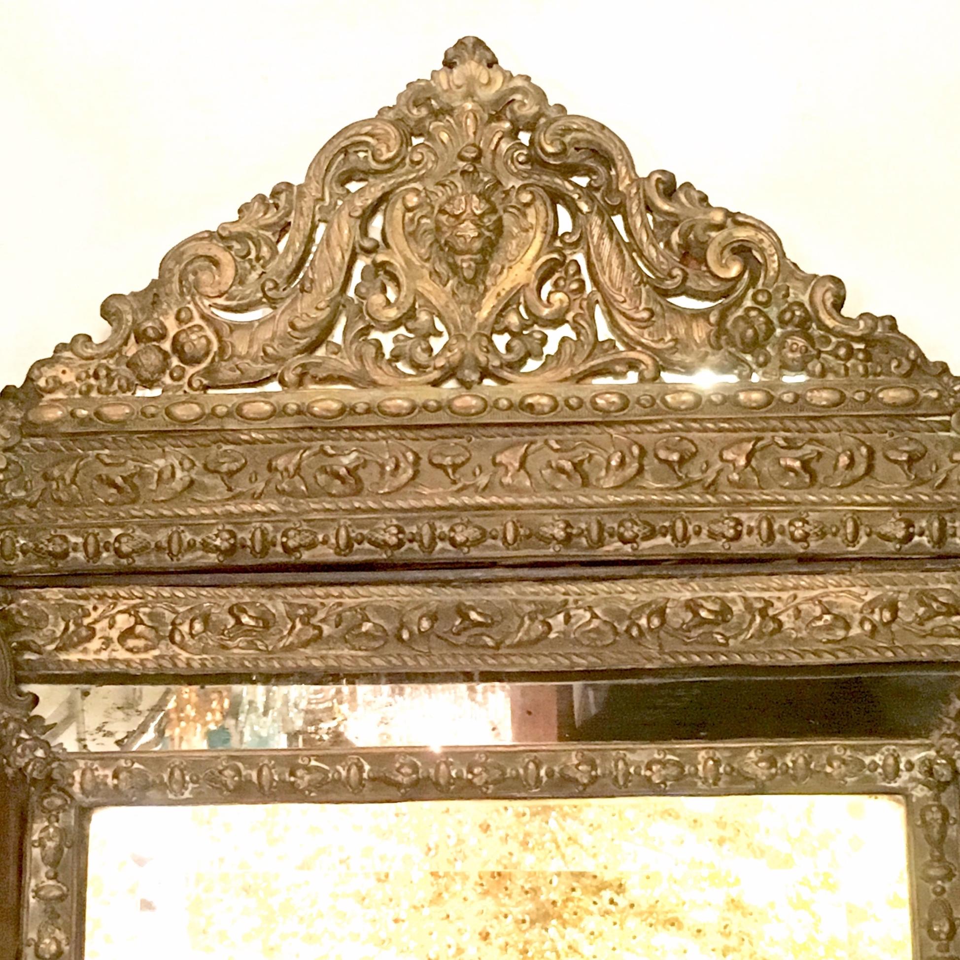 Antique Repousse' Dutch Mirror In Good Condition For Sale In New York, NY