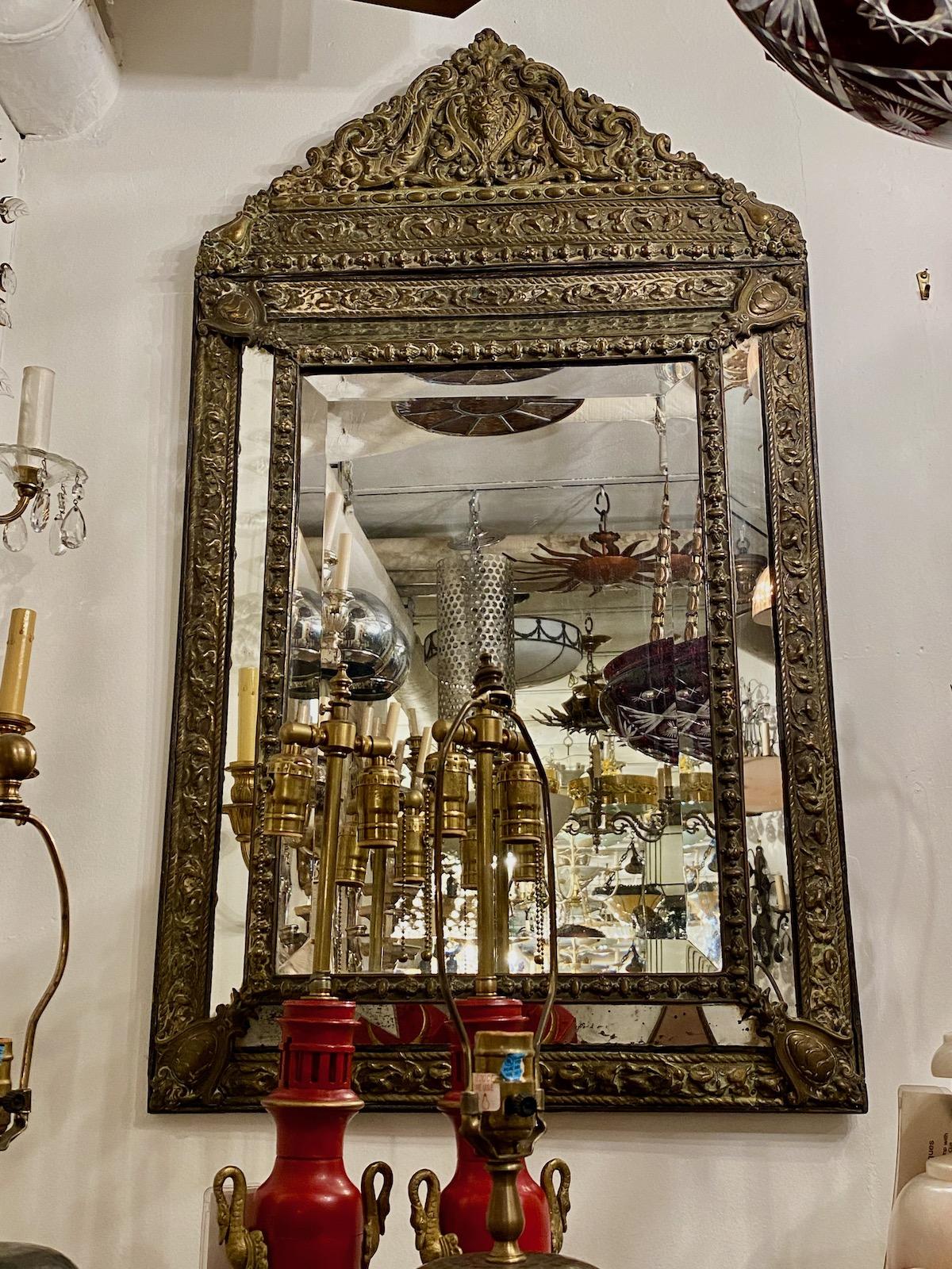 Late 19th Century Antique Repousse' Dutch Mirror For Sale