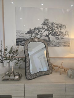 Antique Repoussé Silver-Plated Mirror, Late 19th Century