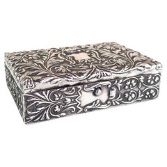 Antique Repousse Silver Stamp Box by Mappin and Webb, London, 1906