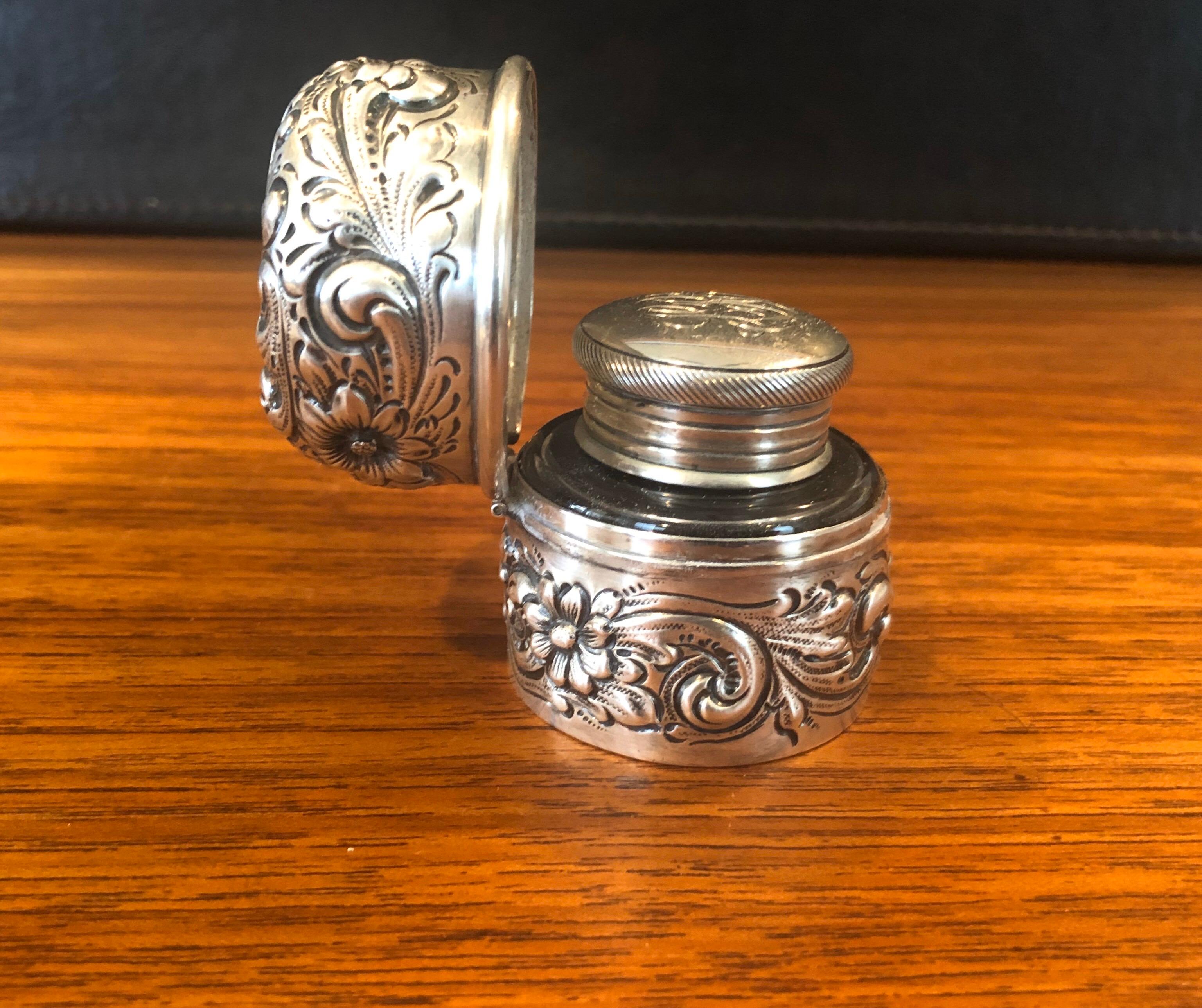 20th Century Antique Repousse Sterling Inkwell by Howard & Co. For Sale