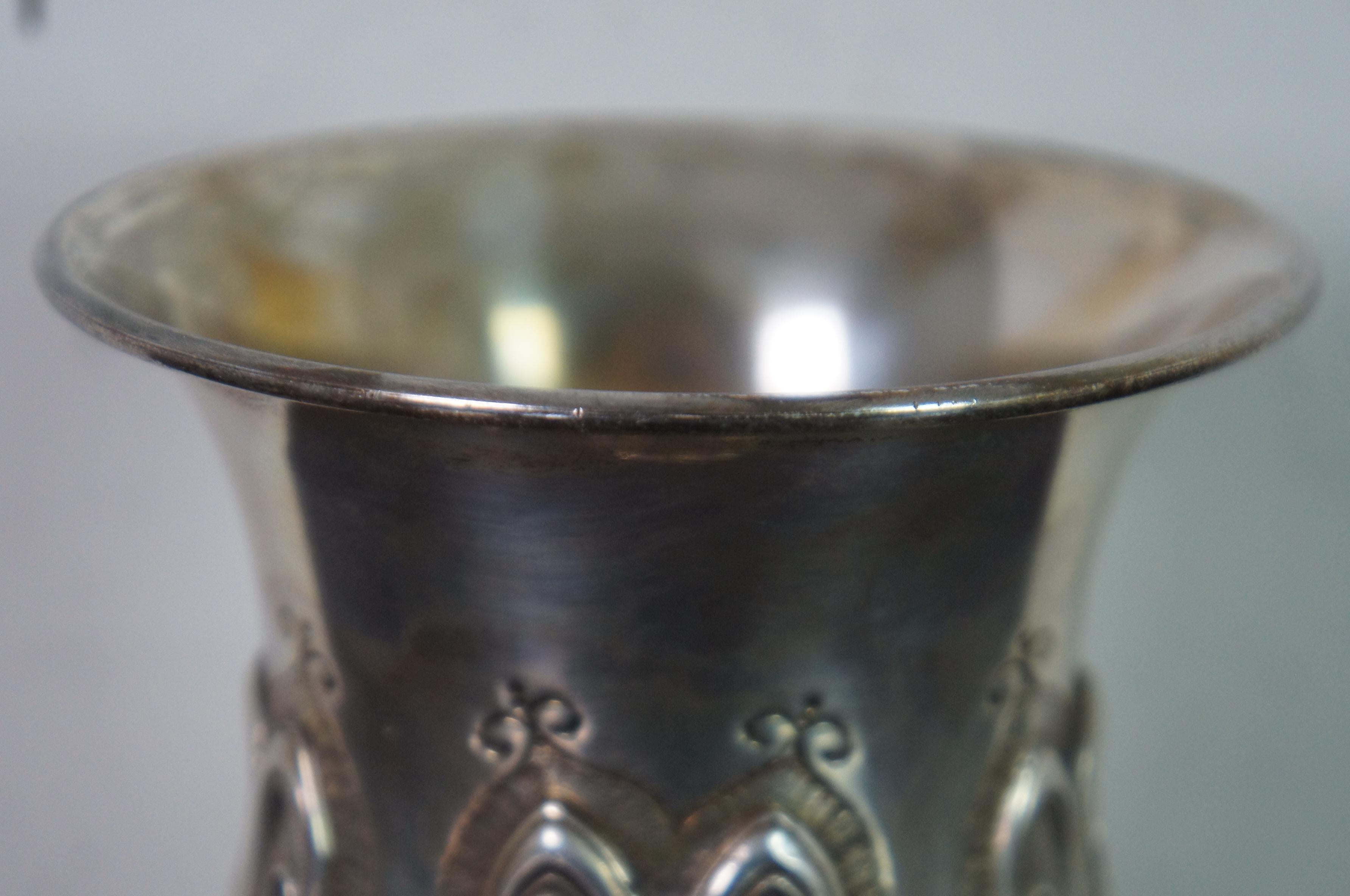 Antique Repousse Sterling Silver Kiddush Passover Wine Cup Goblet Judaica 350g 8