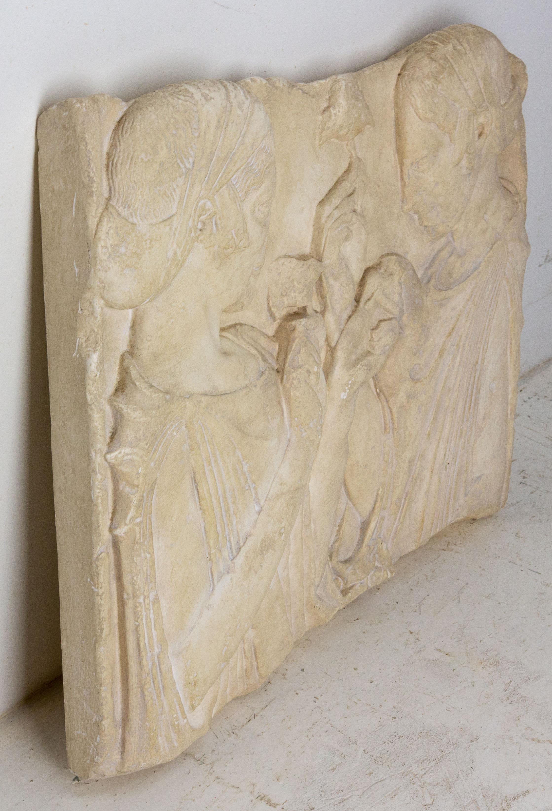 Cast Antique Reproduction Etruscan Women and Roses Plaster Bas-Relief Louvre, France
