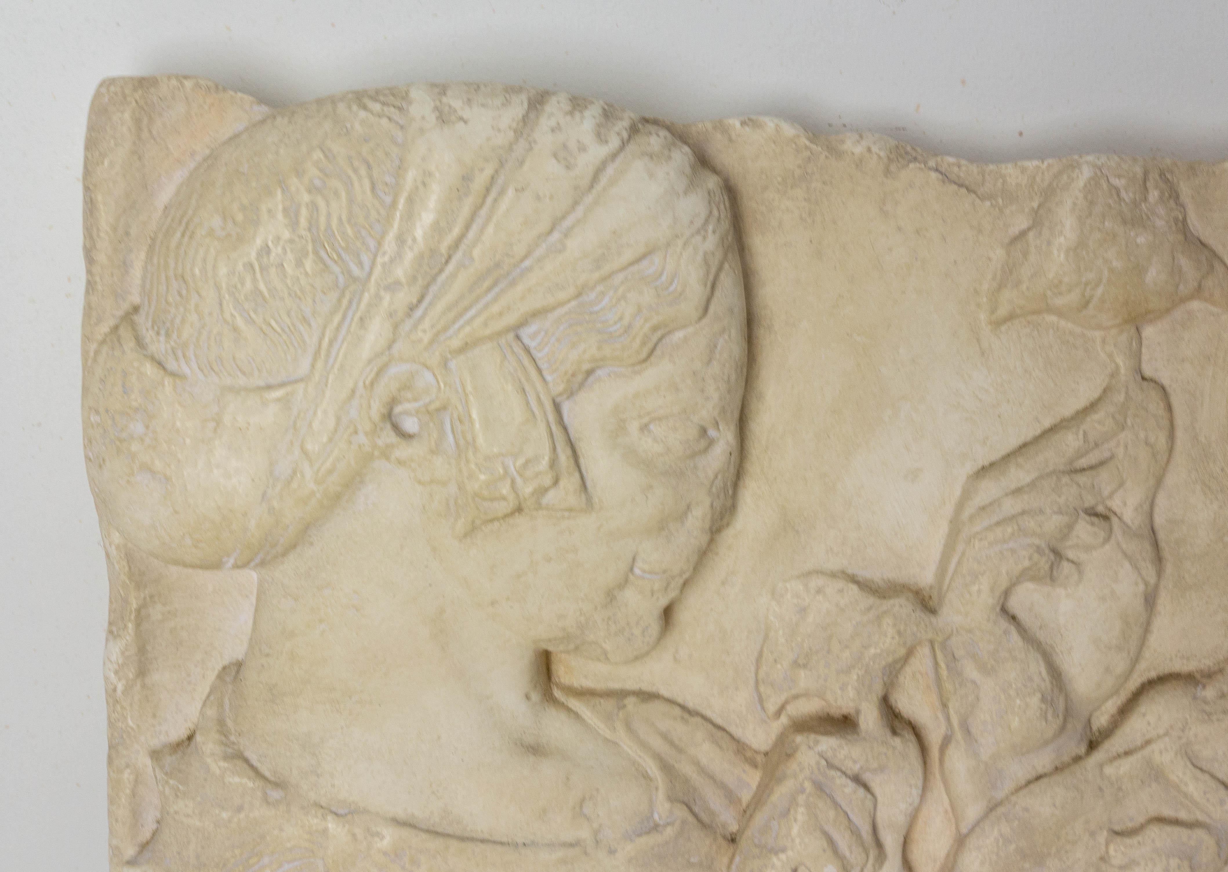 20th Century Antique Reproduction Etruscan Women and Roses Plaster Bas-Relief Louvre, France