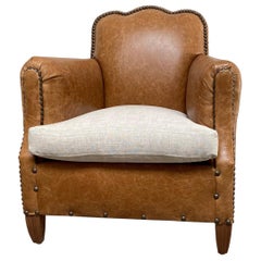 Used Reproduction French Leather Club Chair
