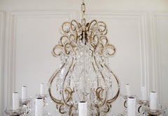 Reproducción Antigua Araña Italiana con Brazos de Cuentas y Cristales Estilo Roca