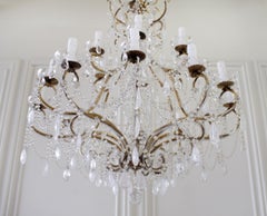 Antique Reproduction Italian Chandelier with Rock Style Crystals