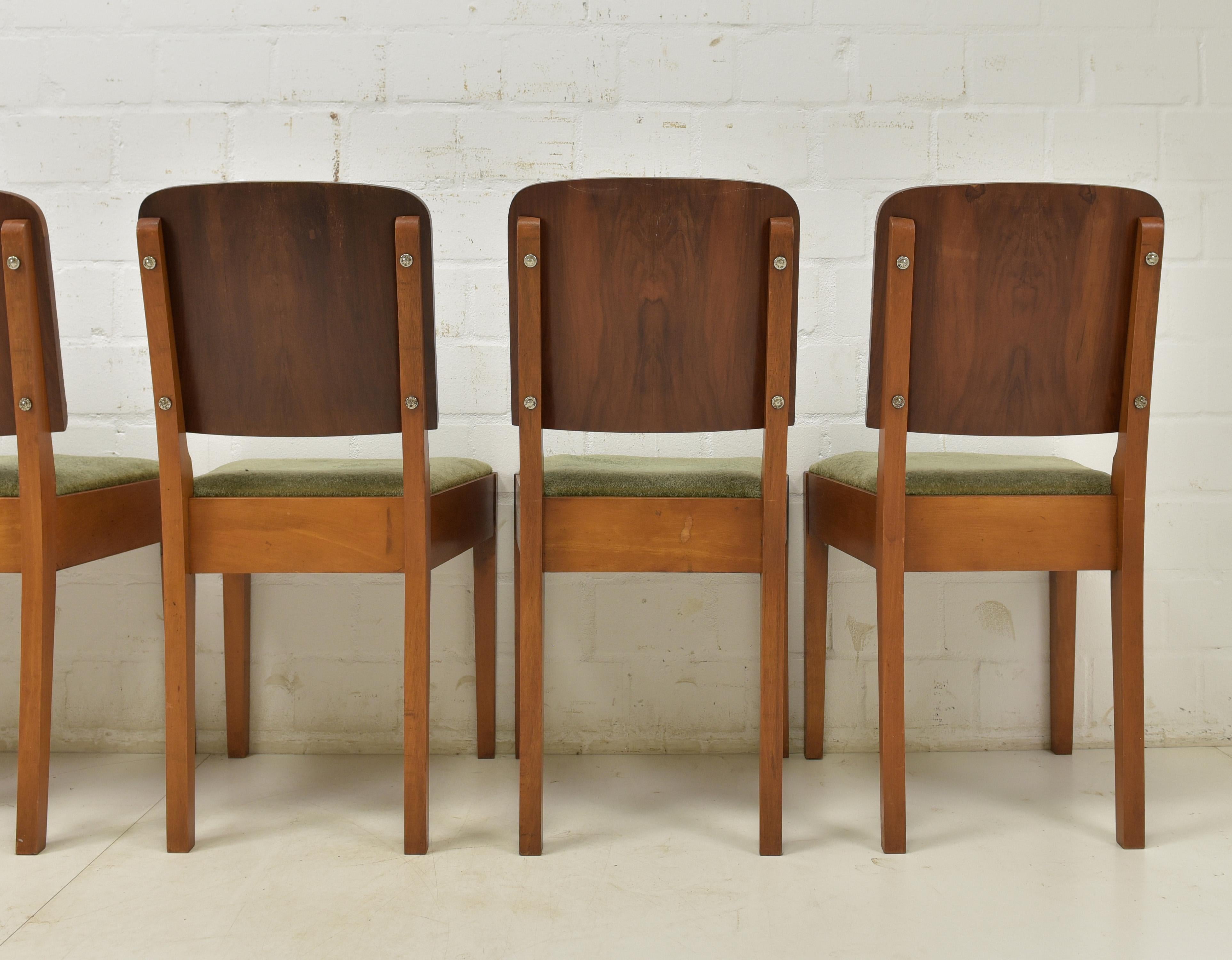 ANTICO! Tavolo da pranzo Art Deco restaurato con 6 sedie, circa 1935, noce in vendita 2