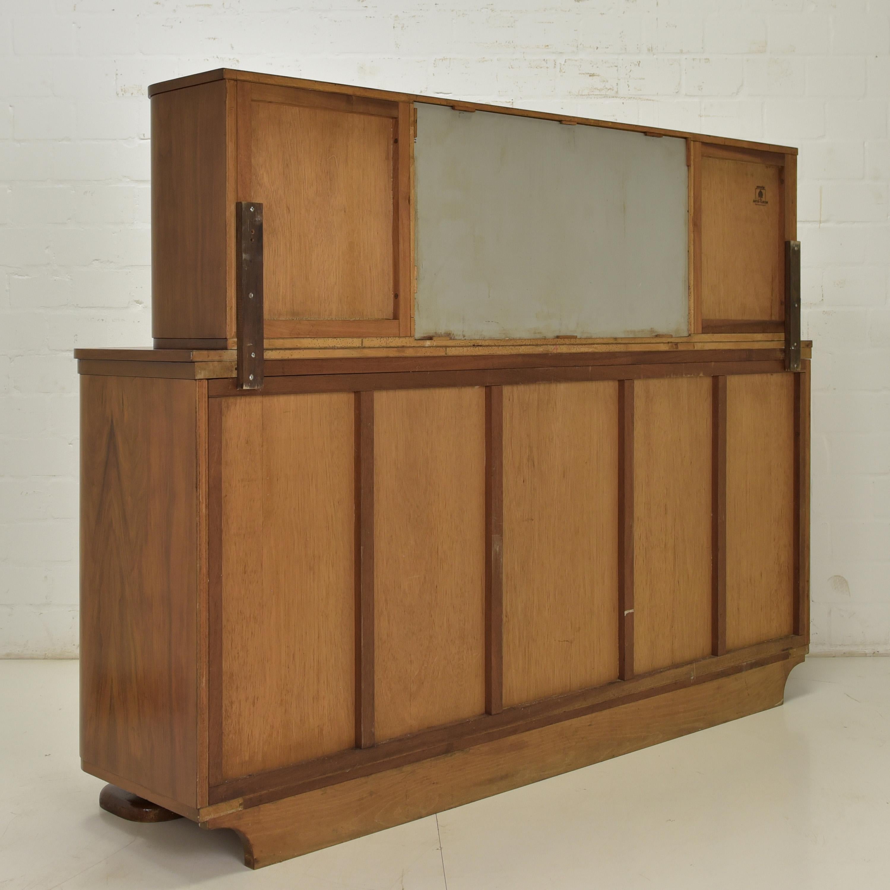 Antique! Restored Art Deco Sideboard Display Cabinet Dining Room Walnut For Sale 6