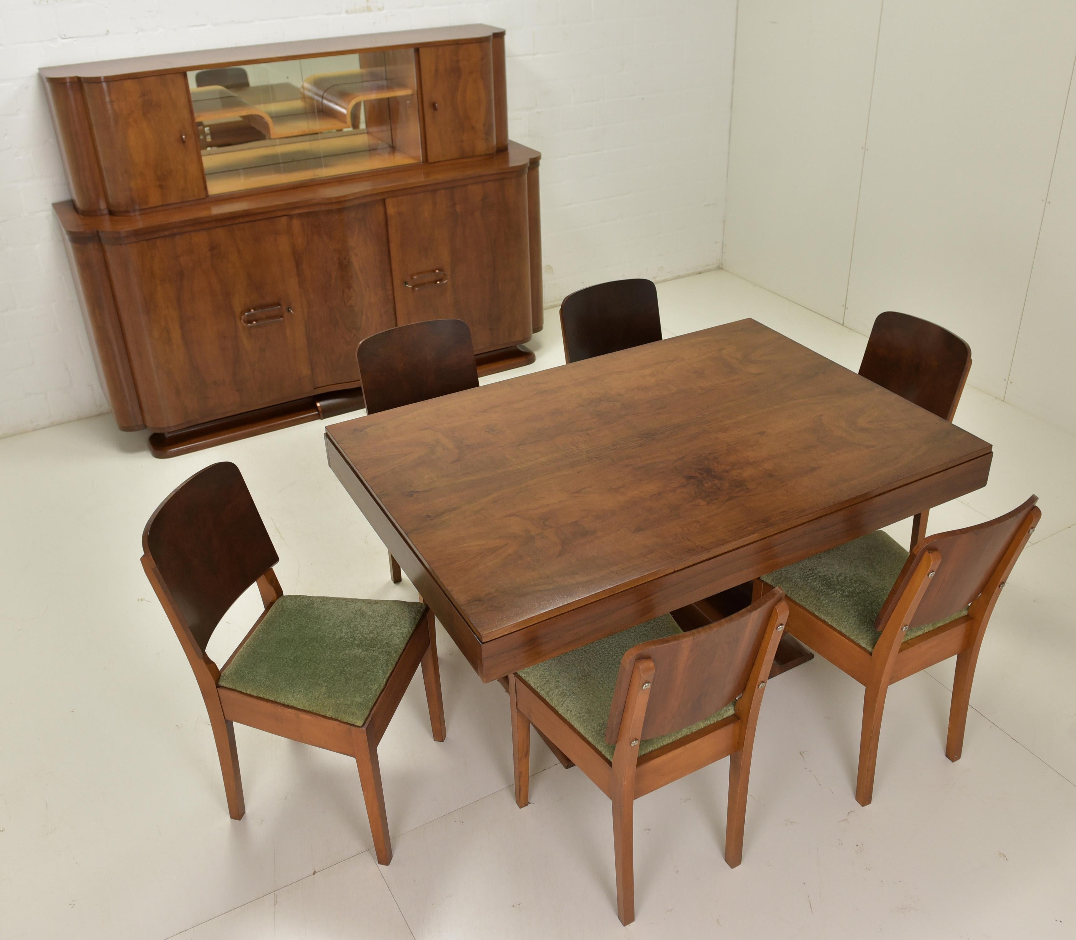 Antique! Restored Art Deco Sideboard Display Cabinet Dining Room Walnut For Sale 7