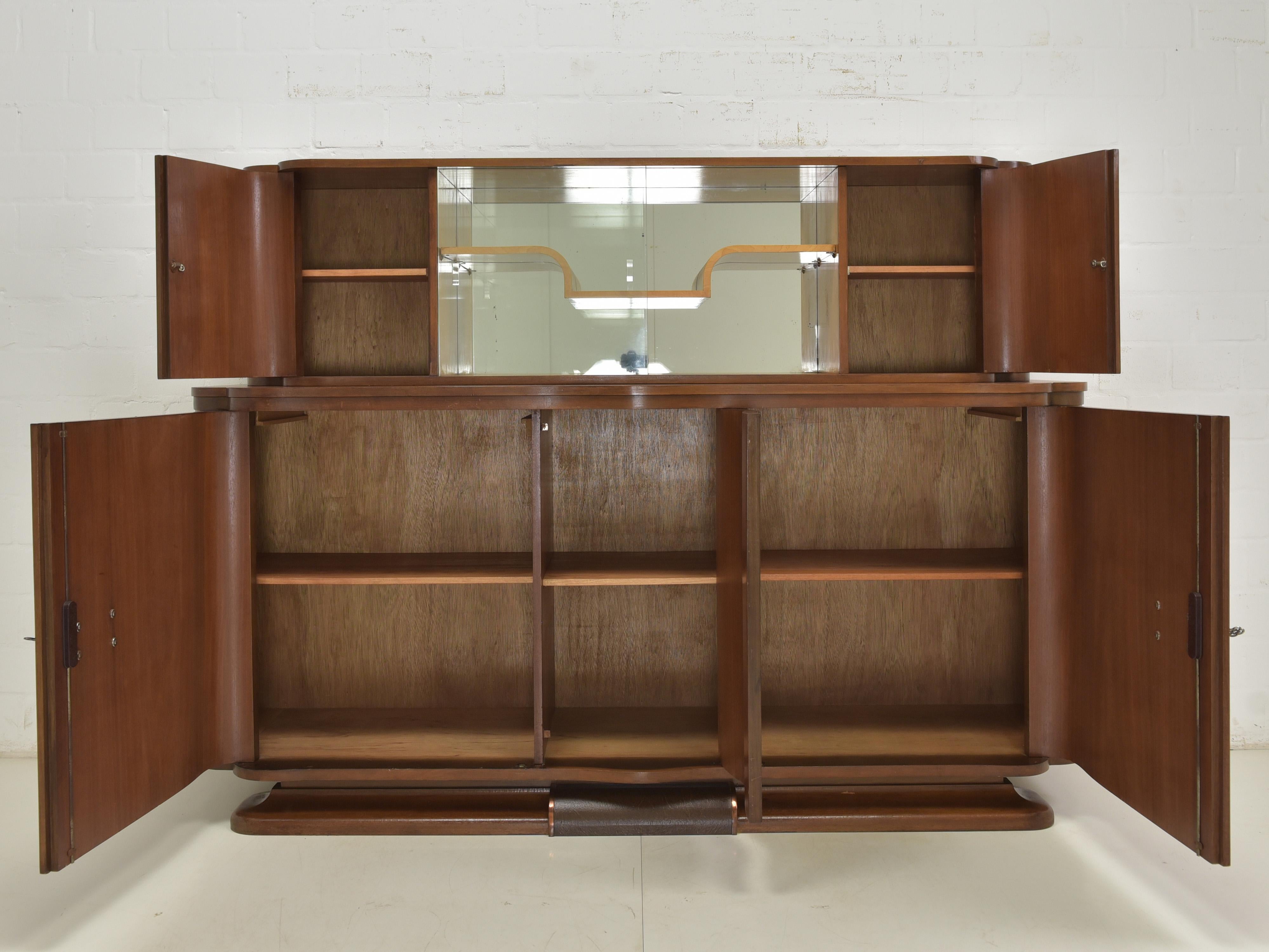European Antique! Restored Art Deco Sideboard Display Cabinet Dining Room Walnut For Sale