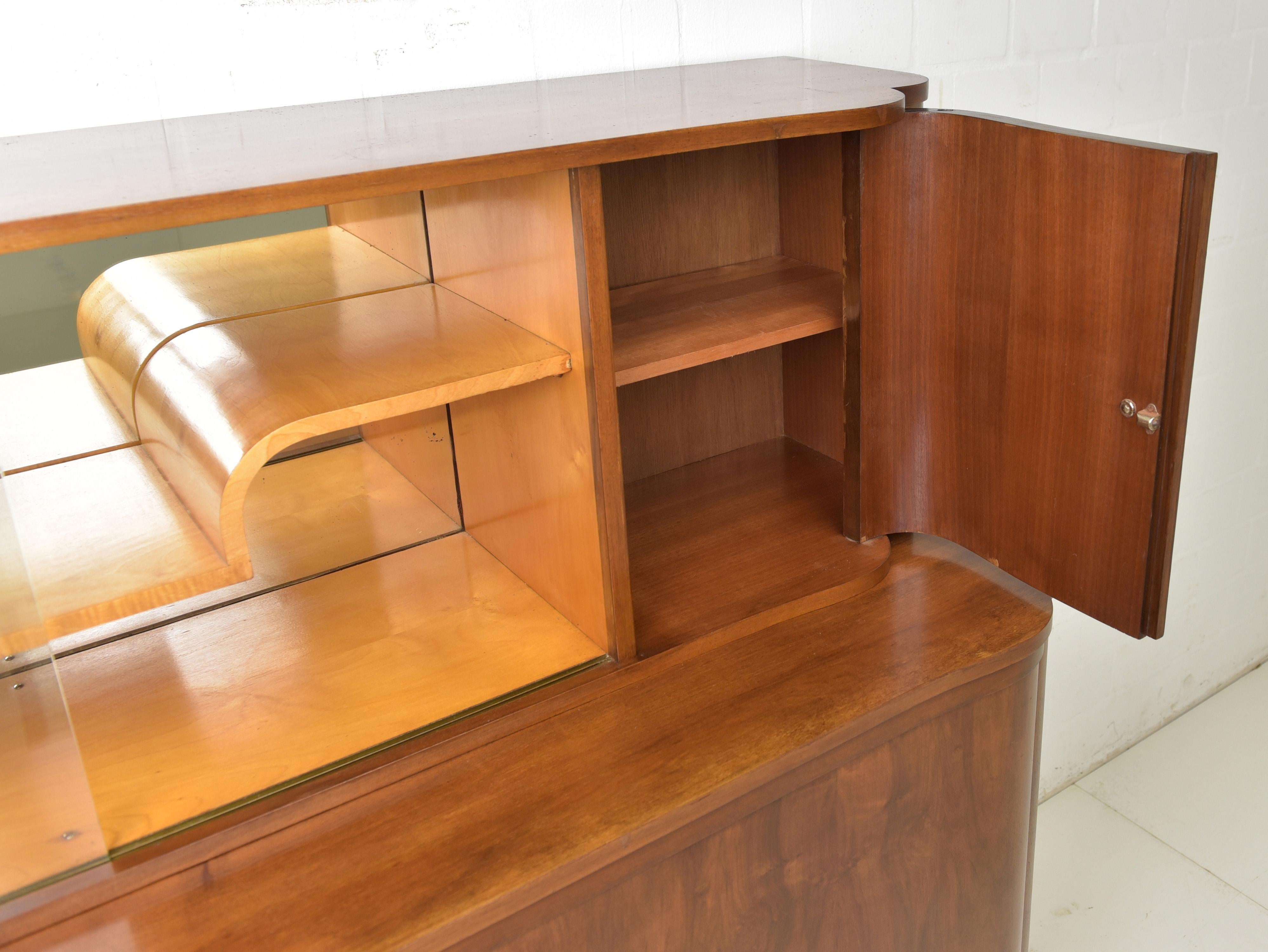 20th Century Antique! Restored Art Deco Sideboard Display Cabinet Dining Room Walnut For Sale