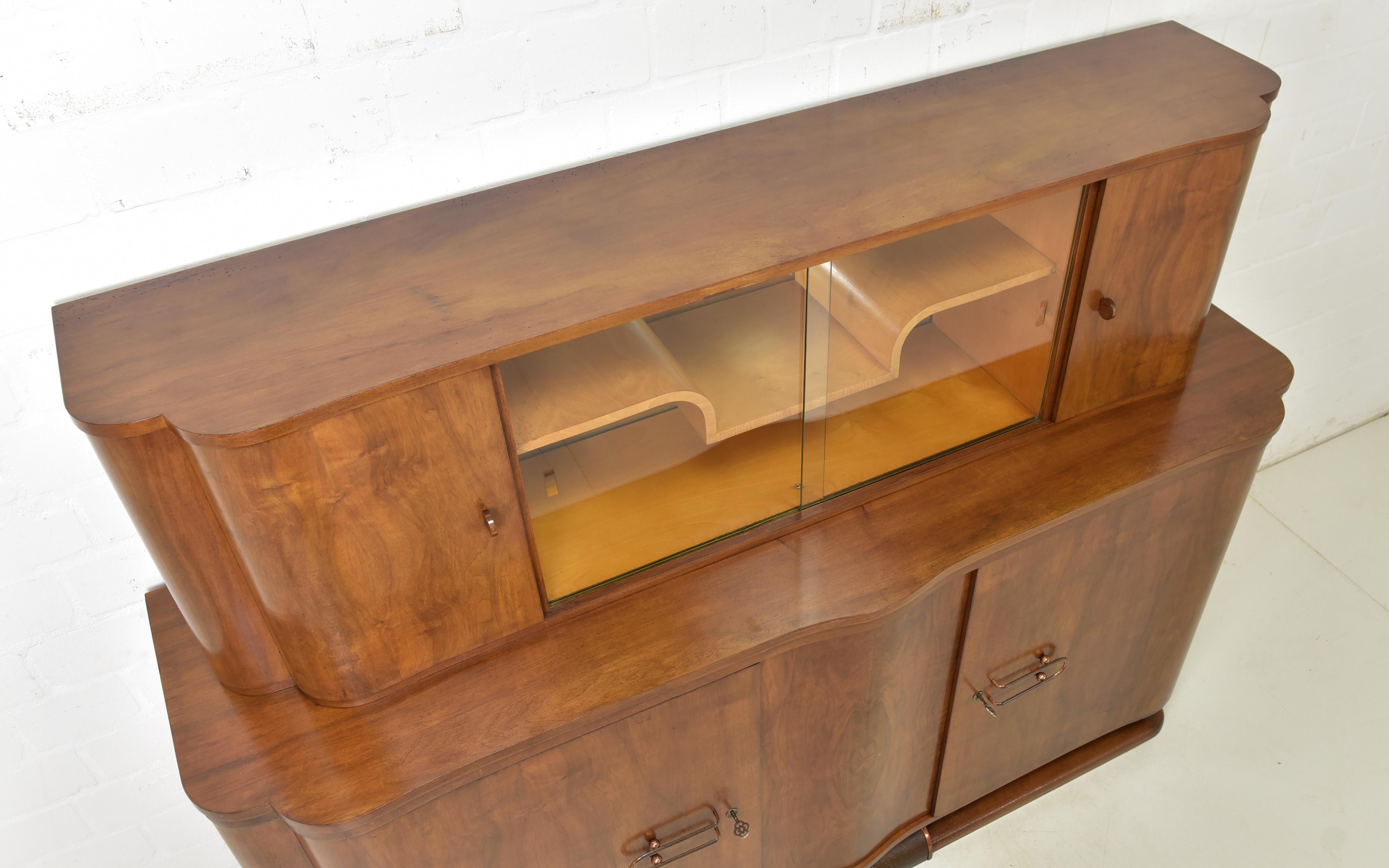 Antique! Restored Art Deco Sideboard Display Cabinet Dining Room Walnut For Sale 1