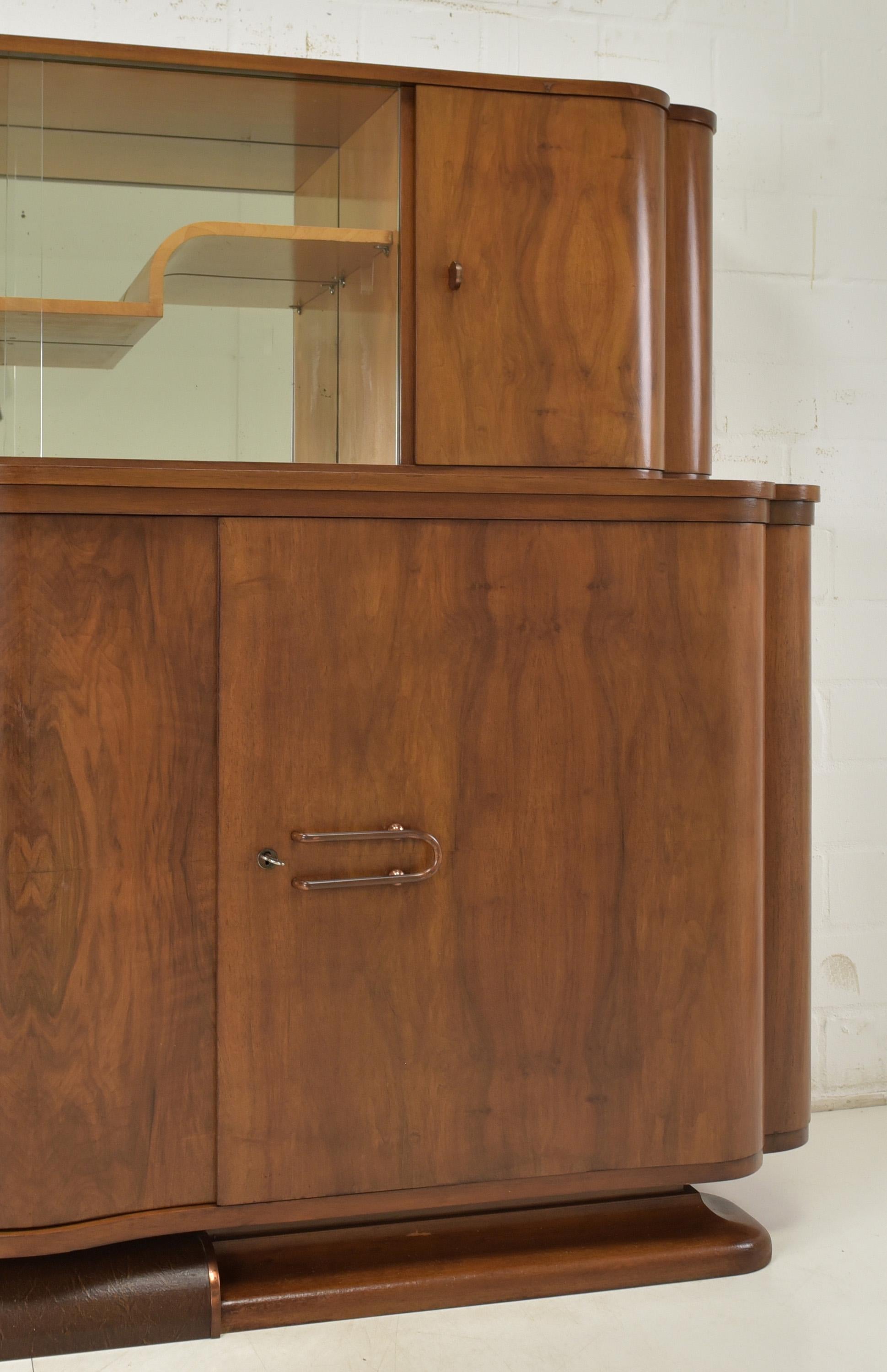 Antique! Restored Art Deco Sideboard Display Cabinet Dining Room Walnut For Sale 4