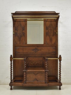 Antique Restored Art Deco Wardrobe with Bench and Mirror (Circa 1925)